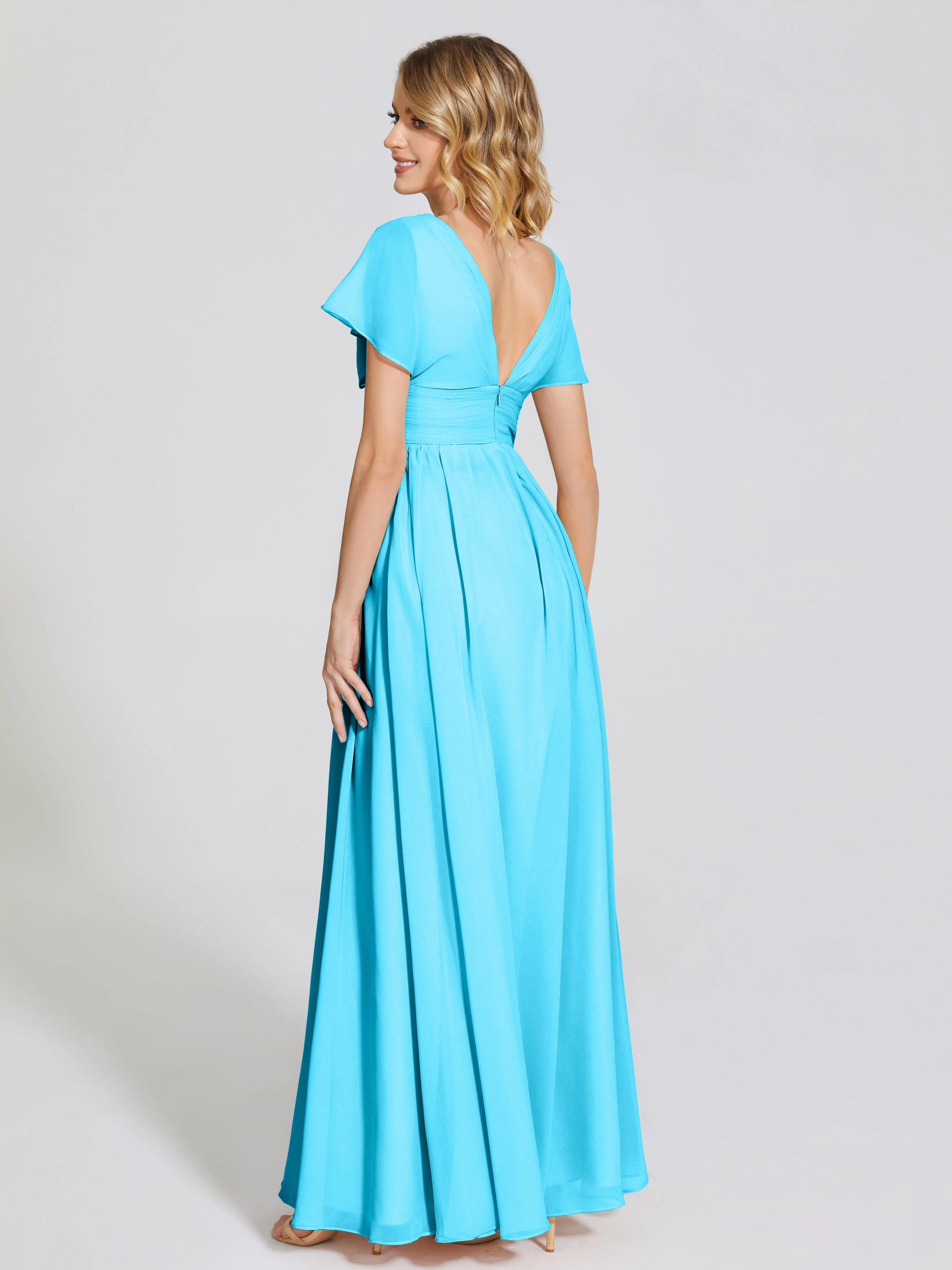 Malia Flowy Cap Sleeves Bridesmaid Dresses With Pockets