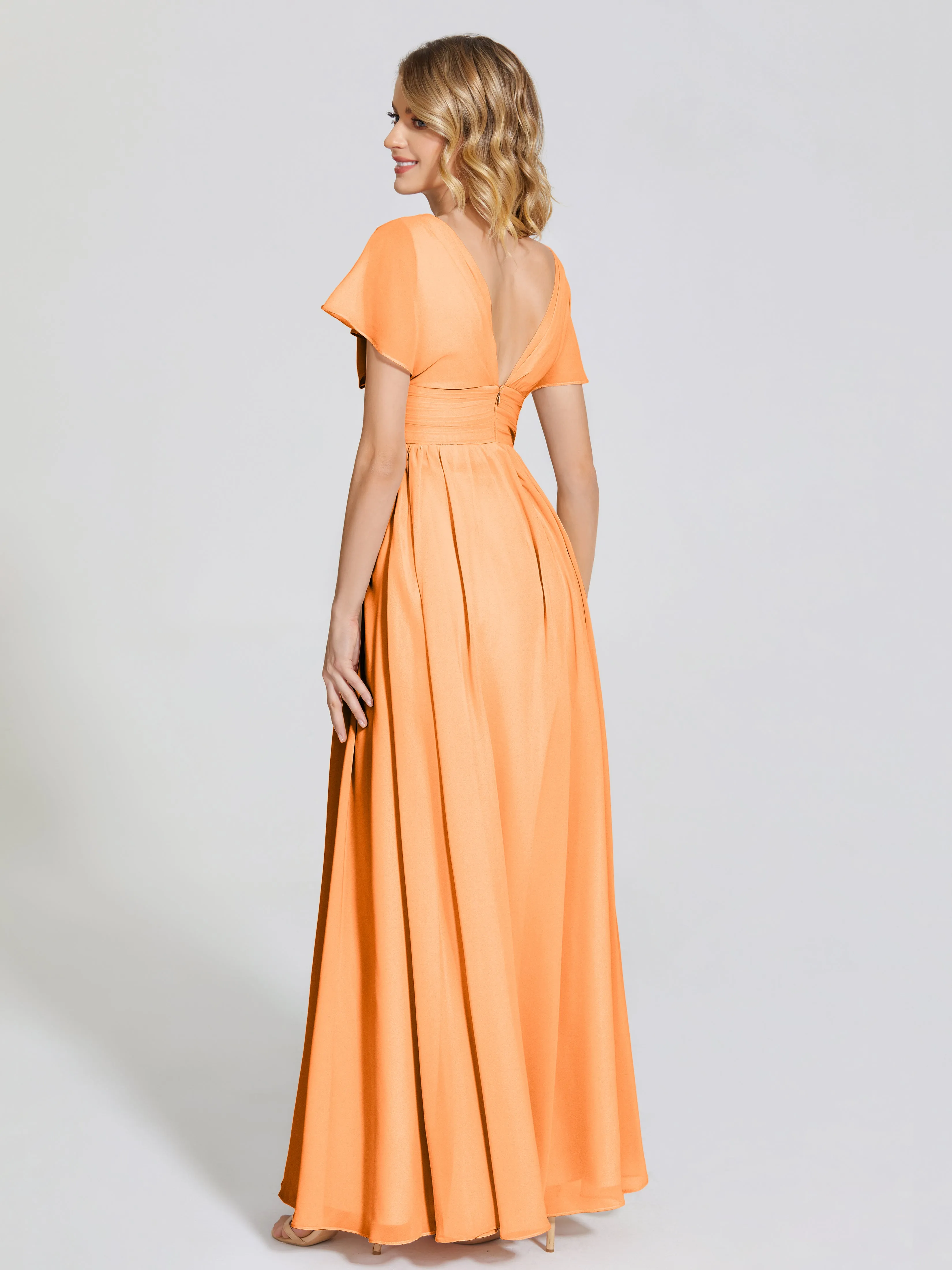 Malia Flowy Cap Sleeves Bridesmaid Dresses With Pockets