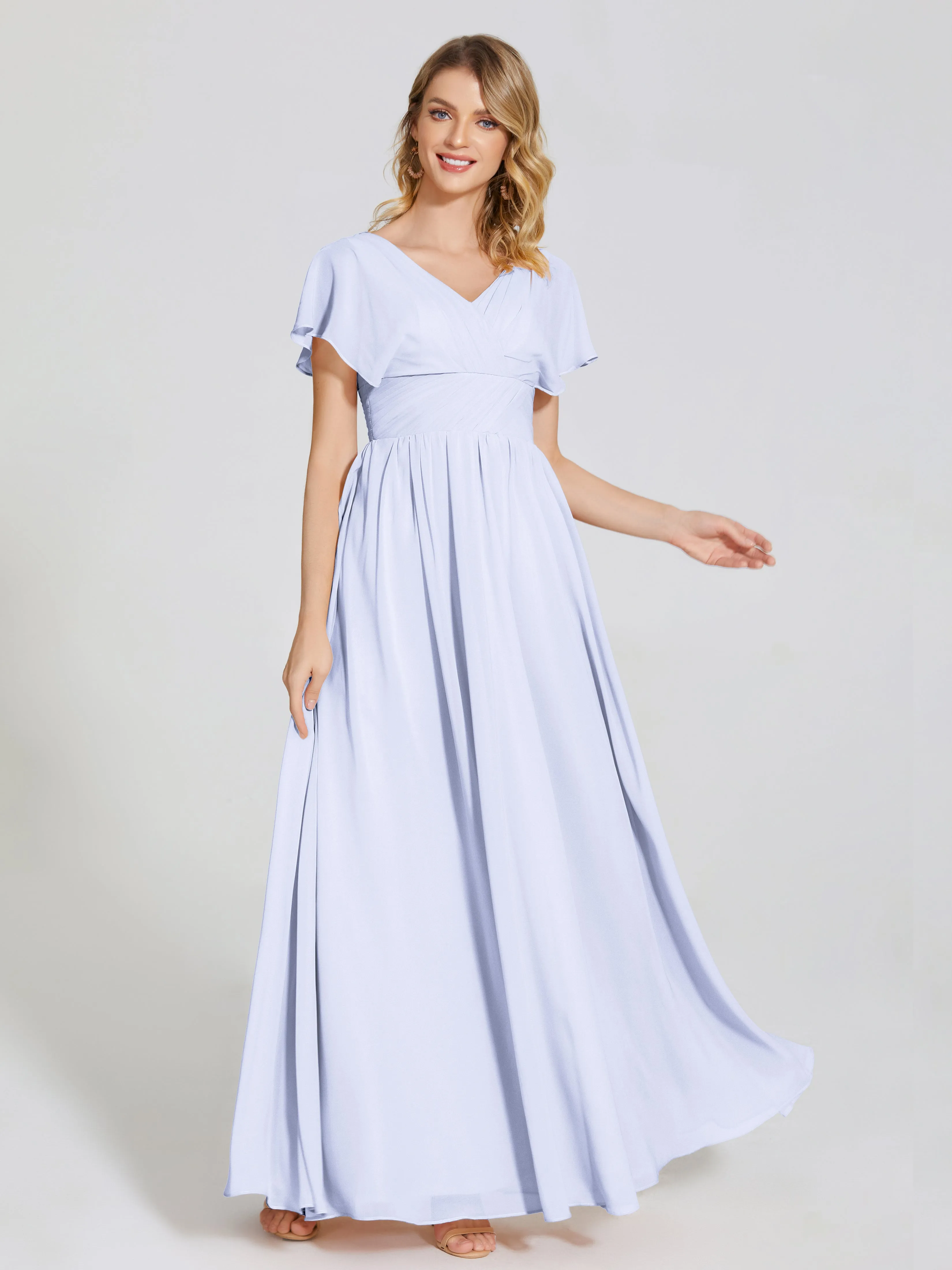 Malia Flowy Cap Sleeves Bridesmaid Dresses With Pockets