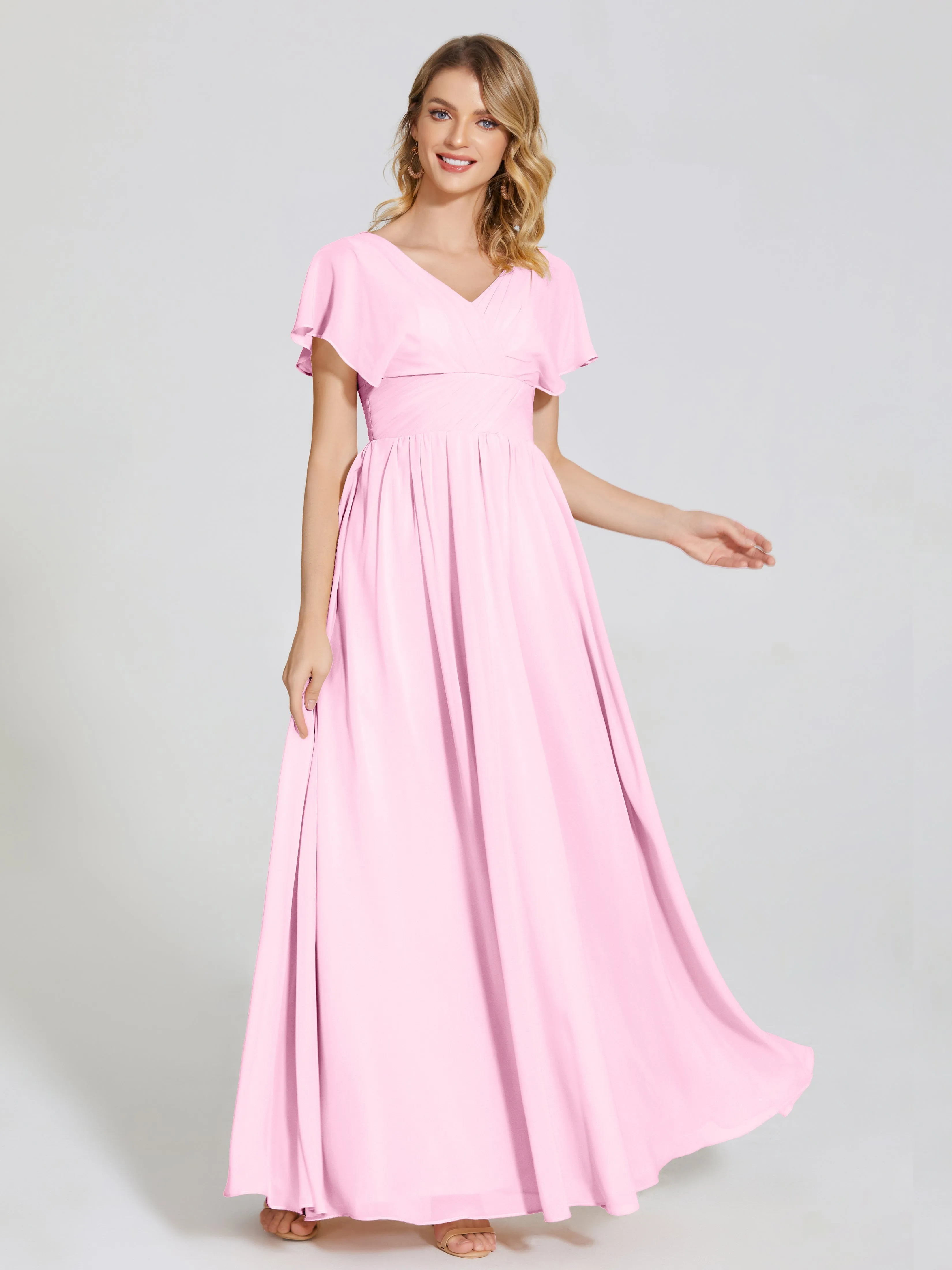 Malia Flowy Cap Sleeves Bridesmaid Dresses With Pockets