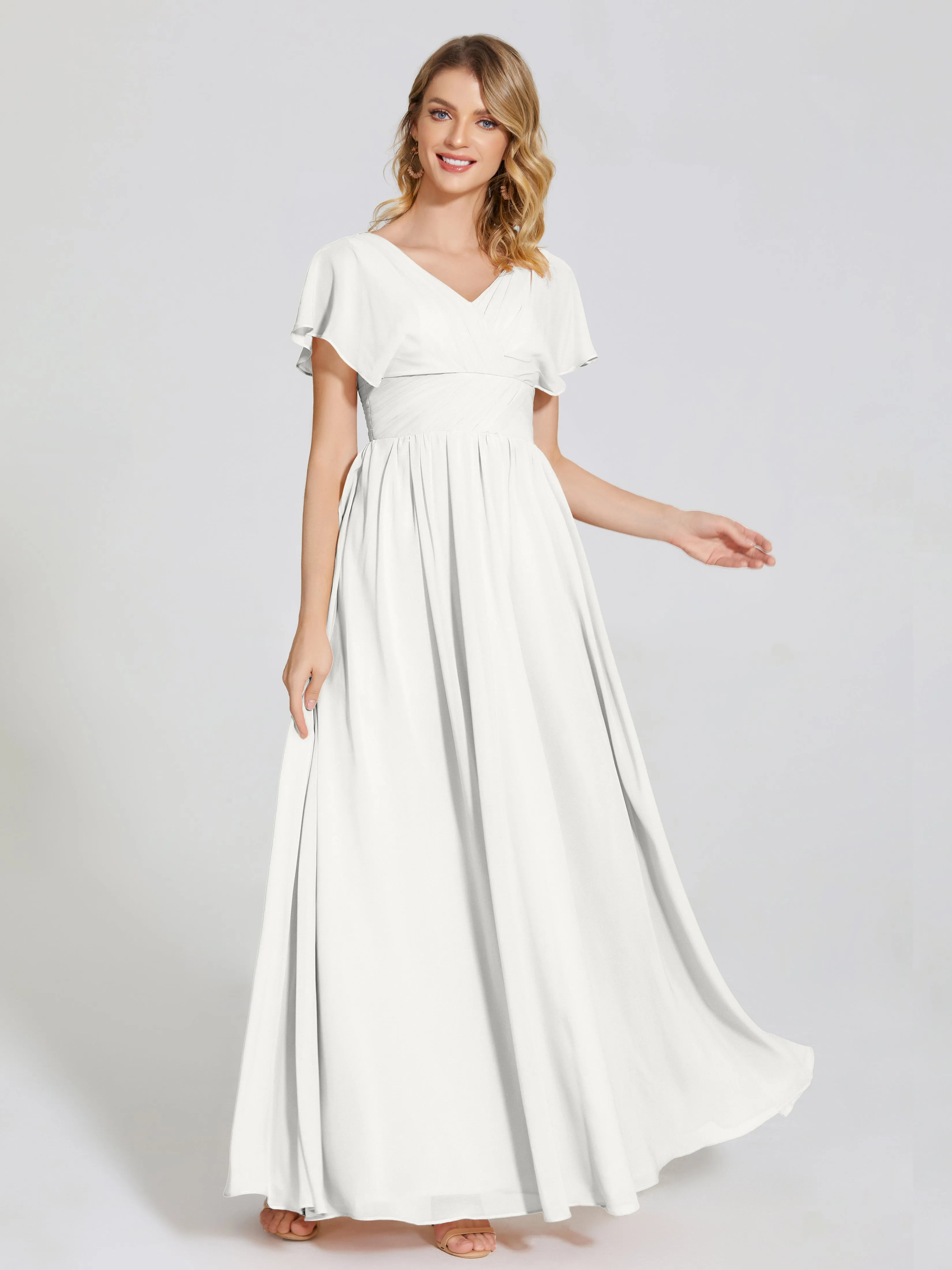 Malia Flowy Cap Sleeves Bridesmaid Dresses With Pockets