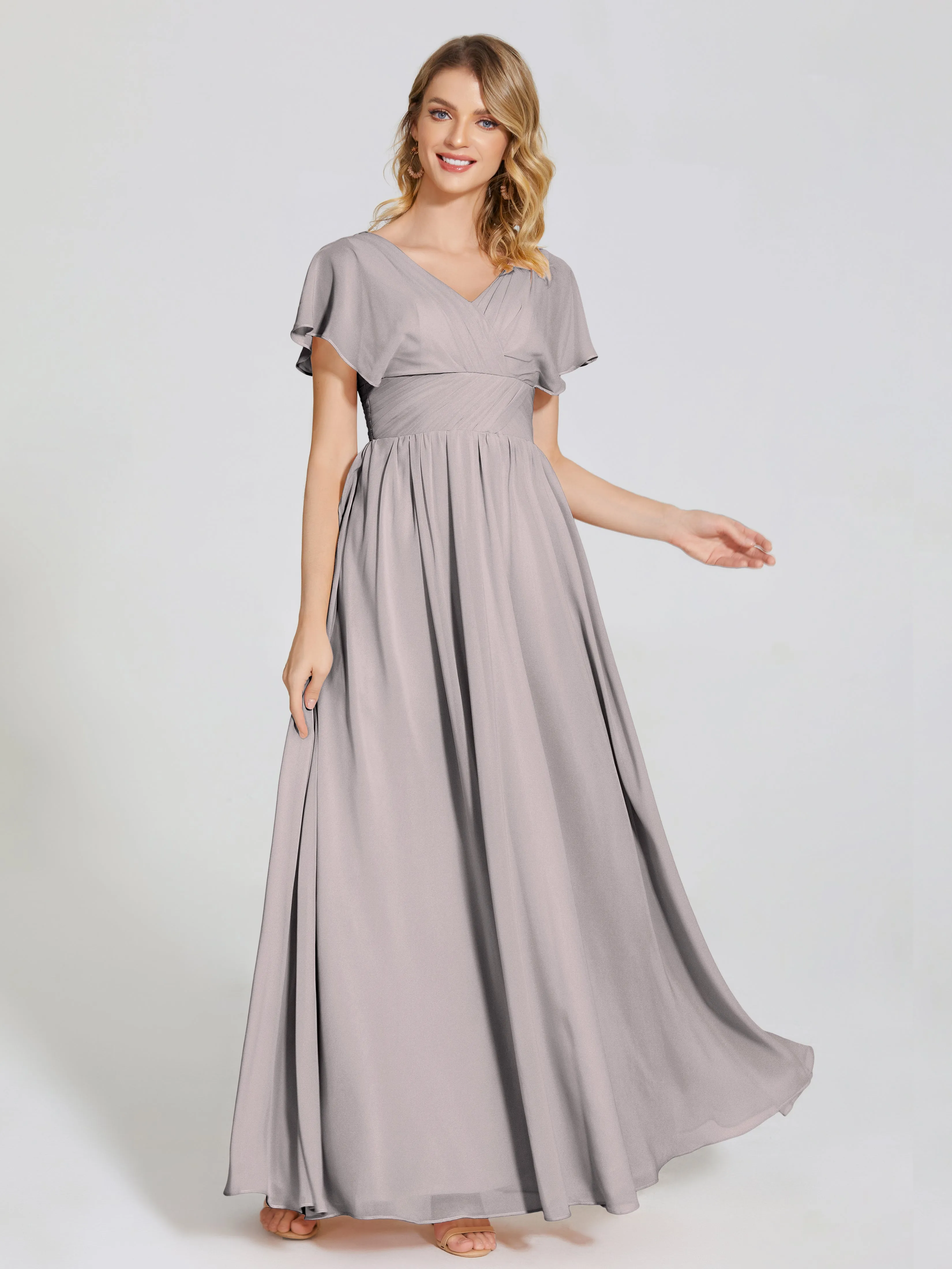 Malia Flowy Cap Sleeves Bridesmaid Dresses With Pockets