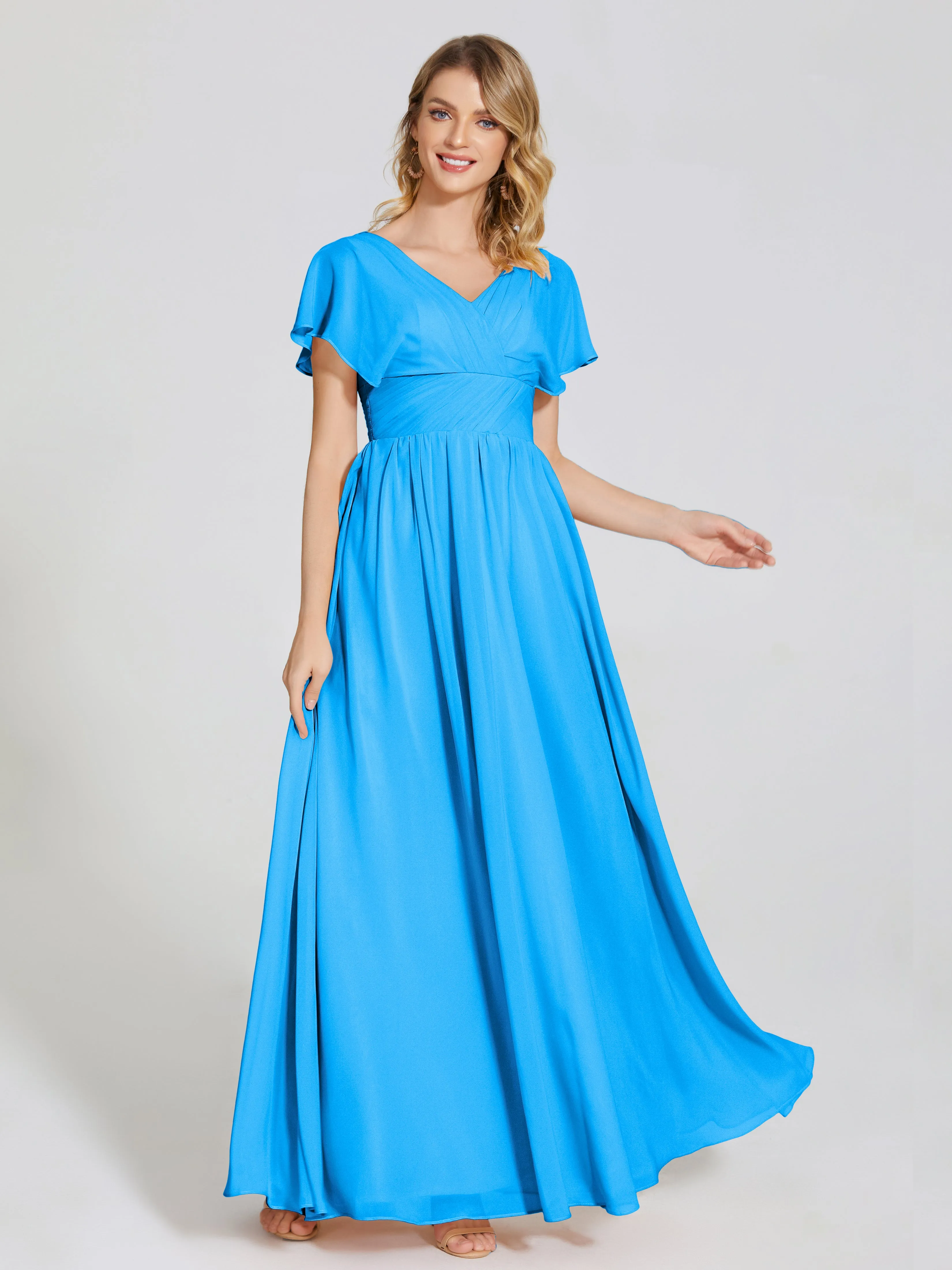 Malia Flowy Cap Sleeves Bridesmaid Dresses With Pockets