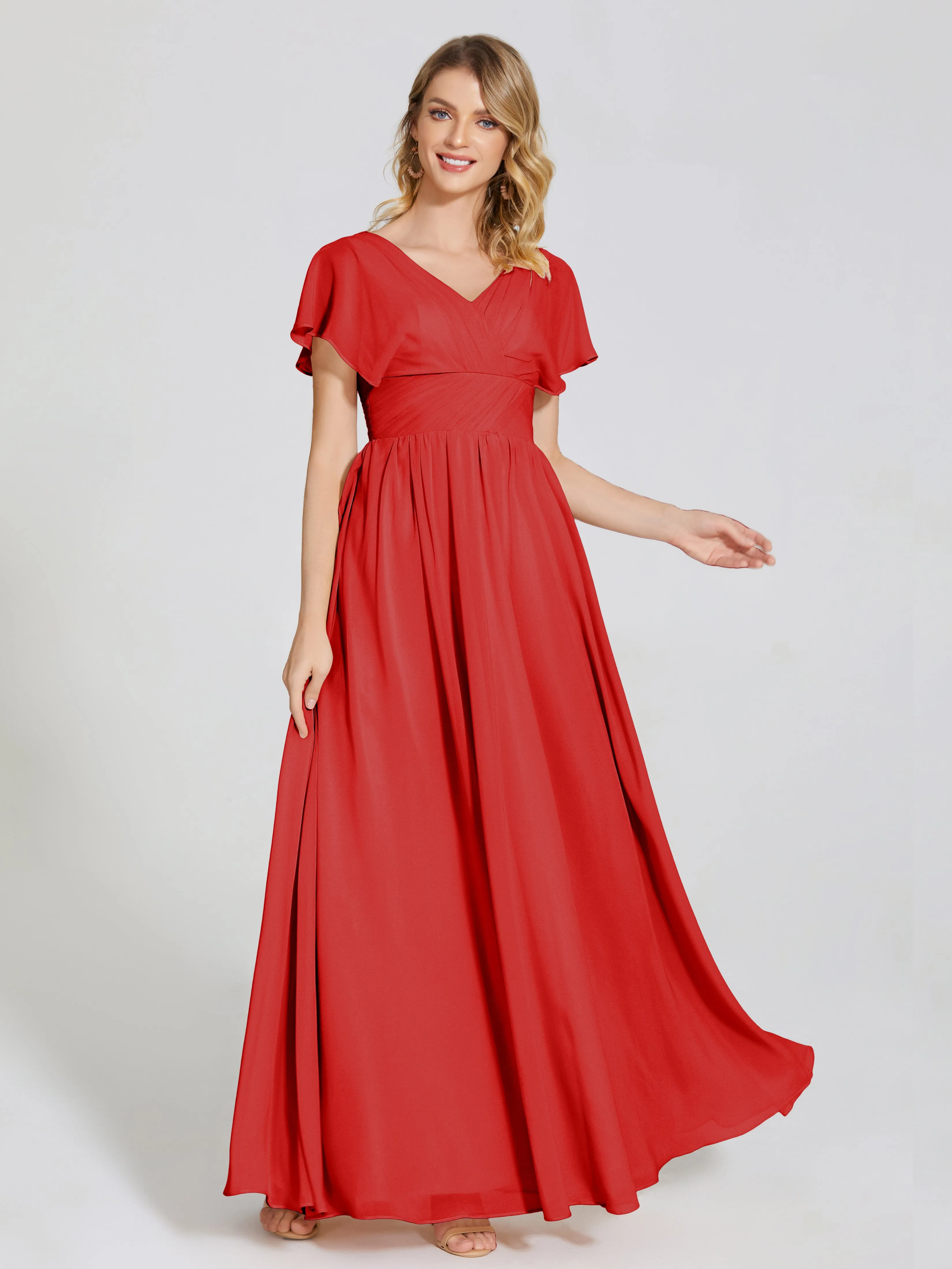 Malia Flowy Cap Sleeves Bridesmaid Dresses With Pockets