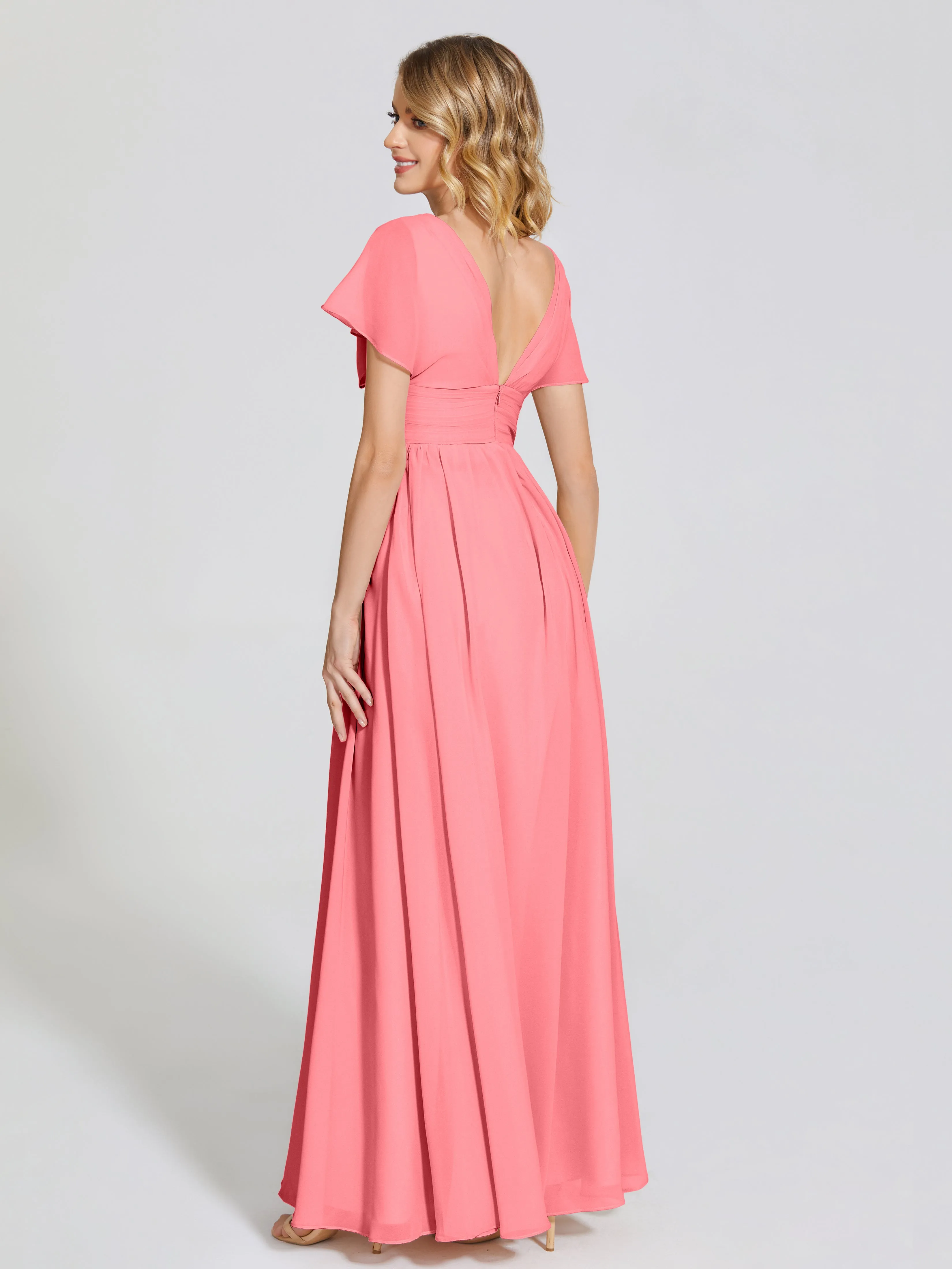 Malia Flowy Cap Sleeves Bridesmaid Dresses With Pockets