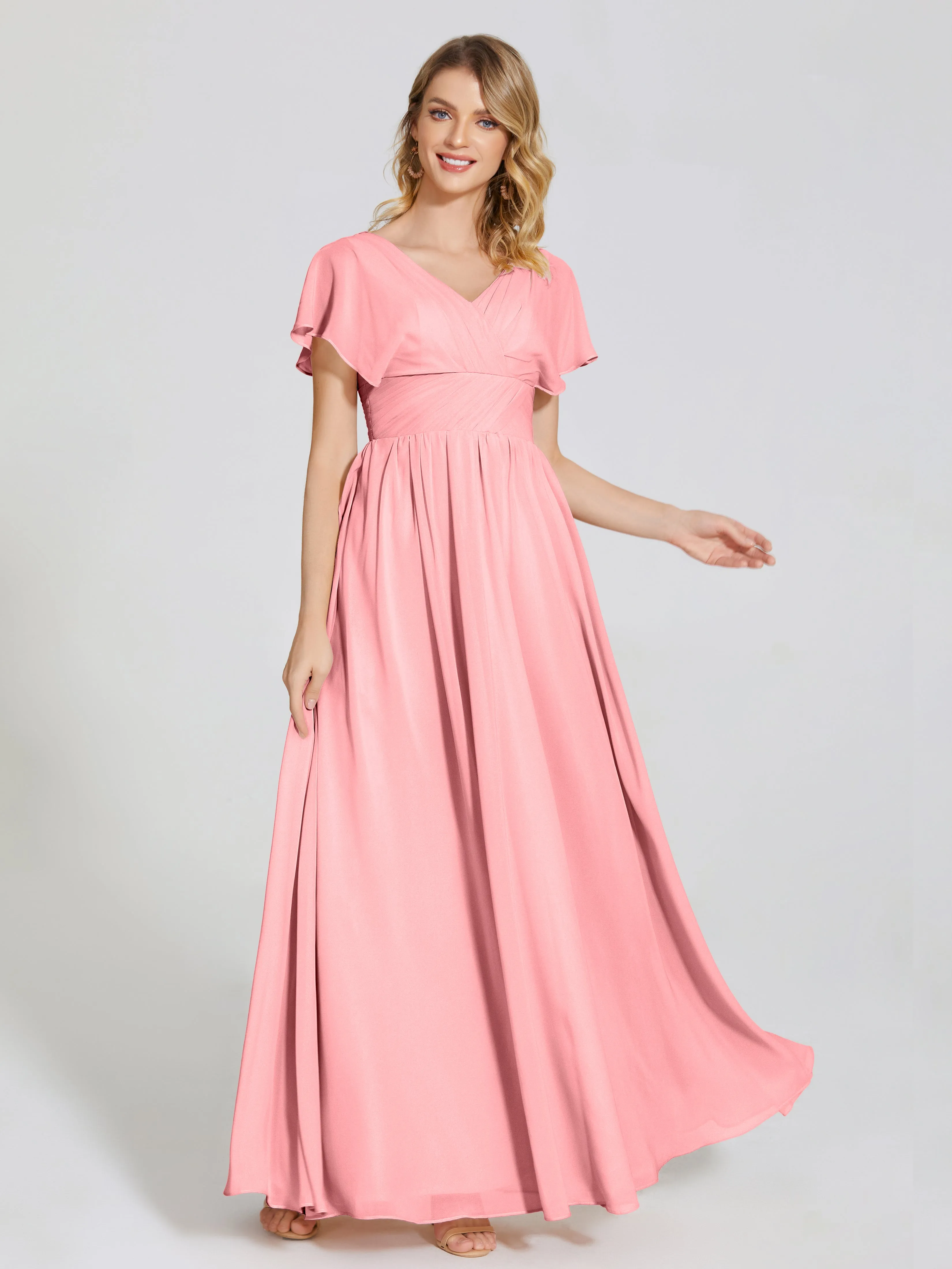 Malia Flowy Cap Sleeves Bridesmaid Dresses With Pockets