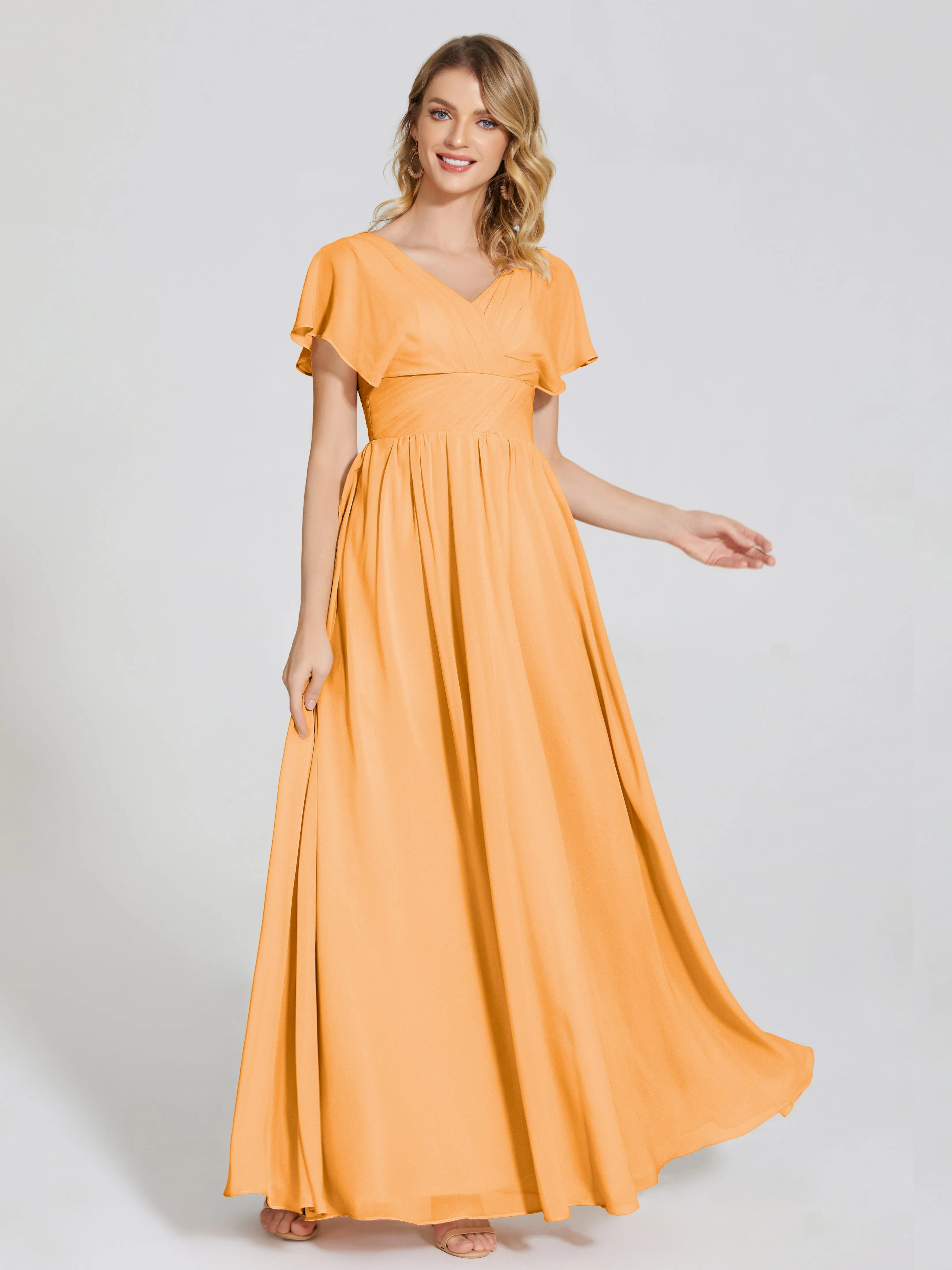 Malia Flowy Cap Sleeves Bridesmaid Dresses With Pockets