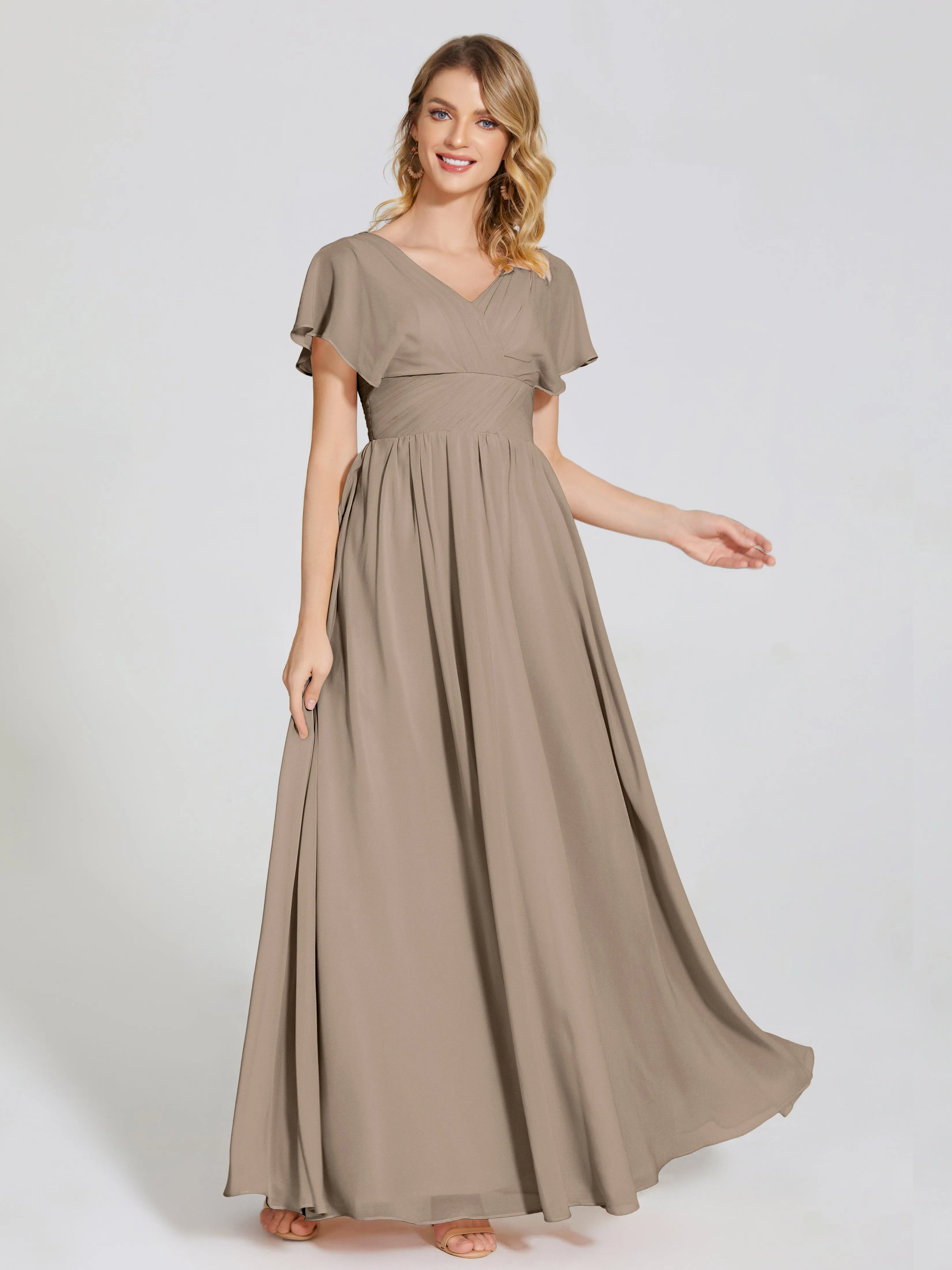 Malia Flowy Cap Sleeves Bridesmaid Dresses With Pockets