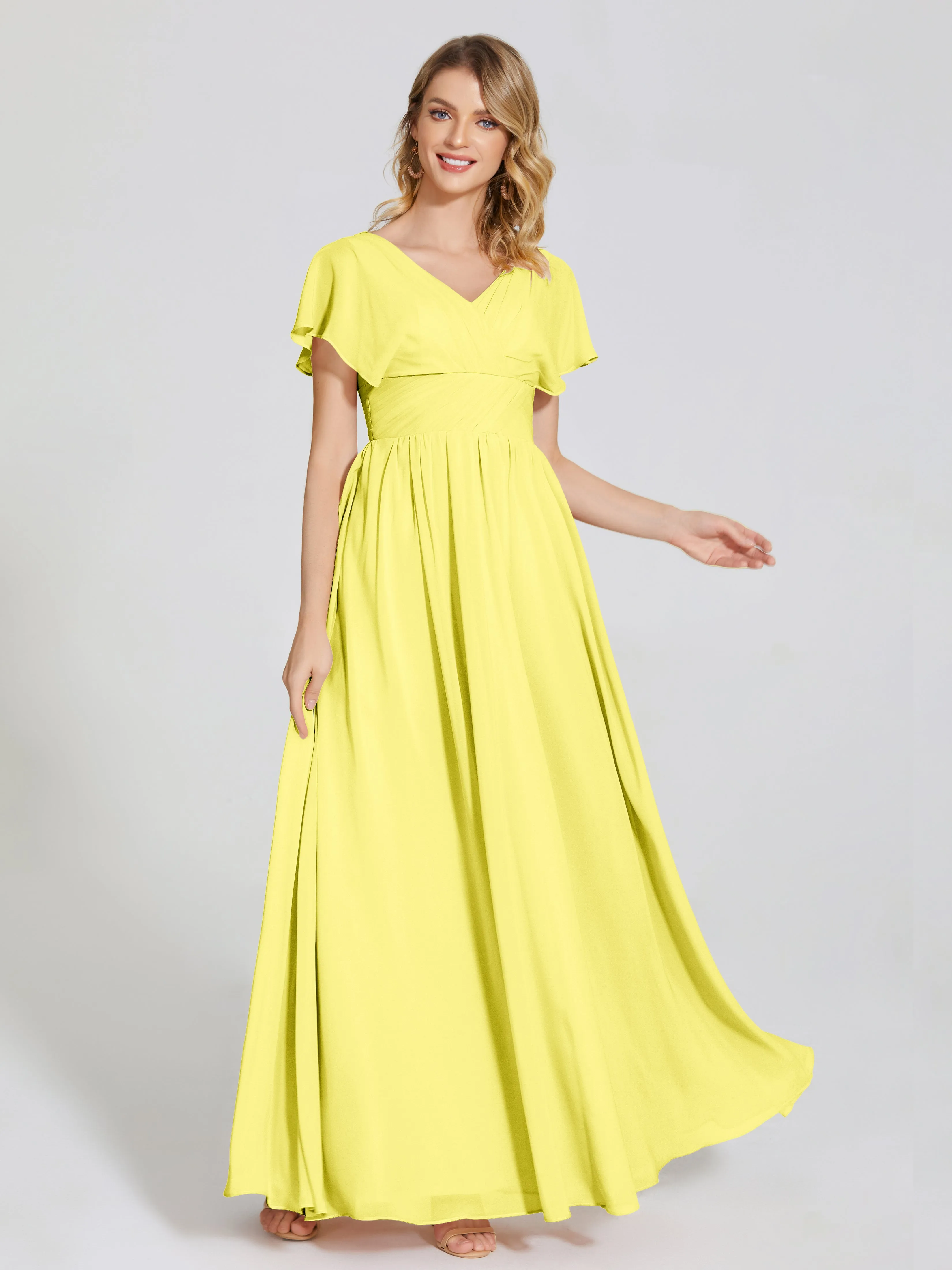 Malia Flowy Cap Sleeves Bridesmaid Dresses With Pockets