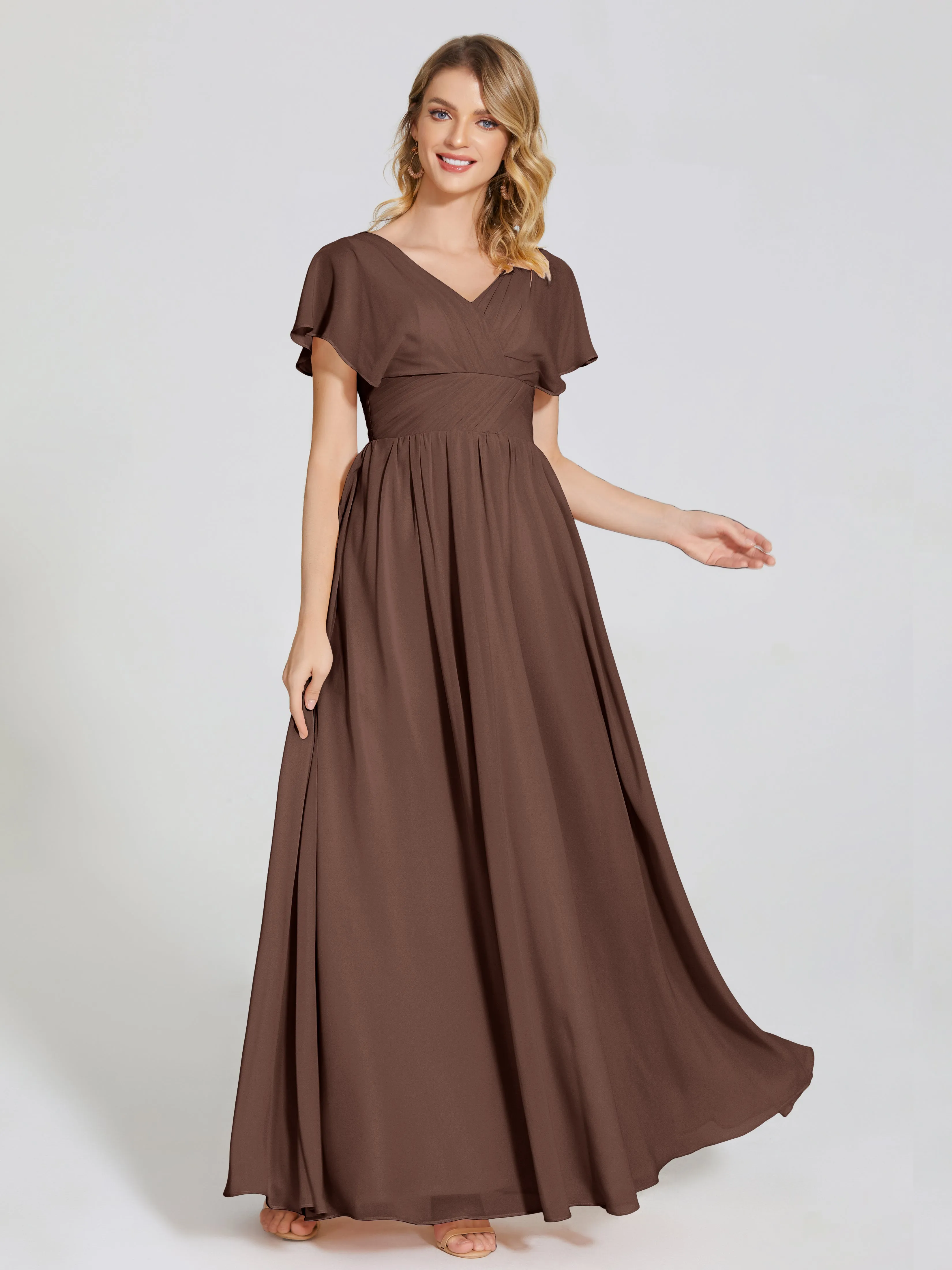 Malia Flowy Cap Sleeves Bridesmaid Dresses With Pockets