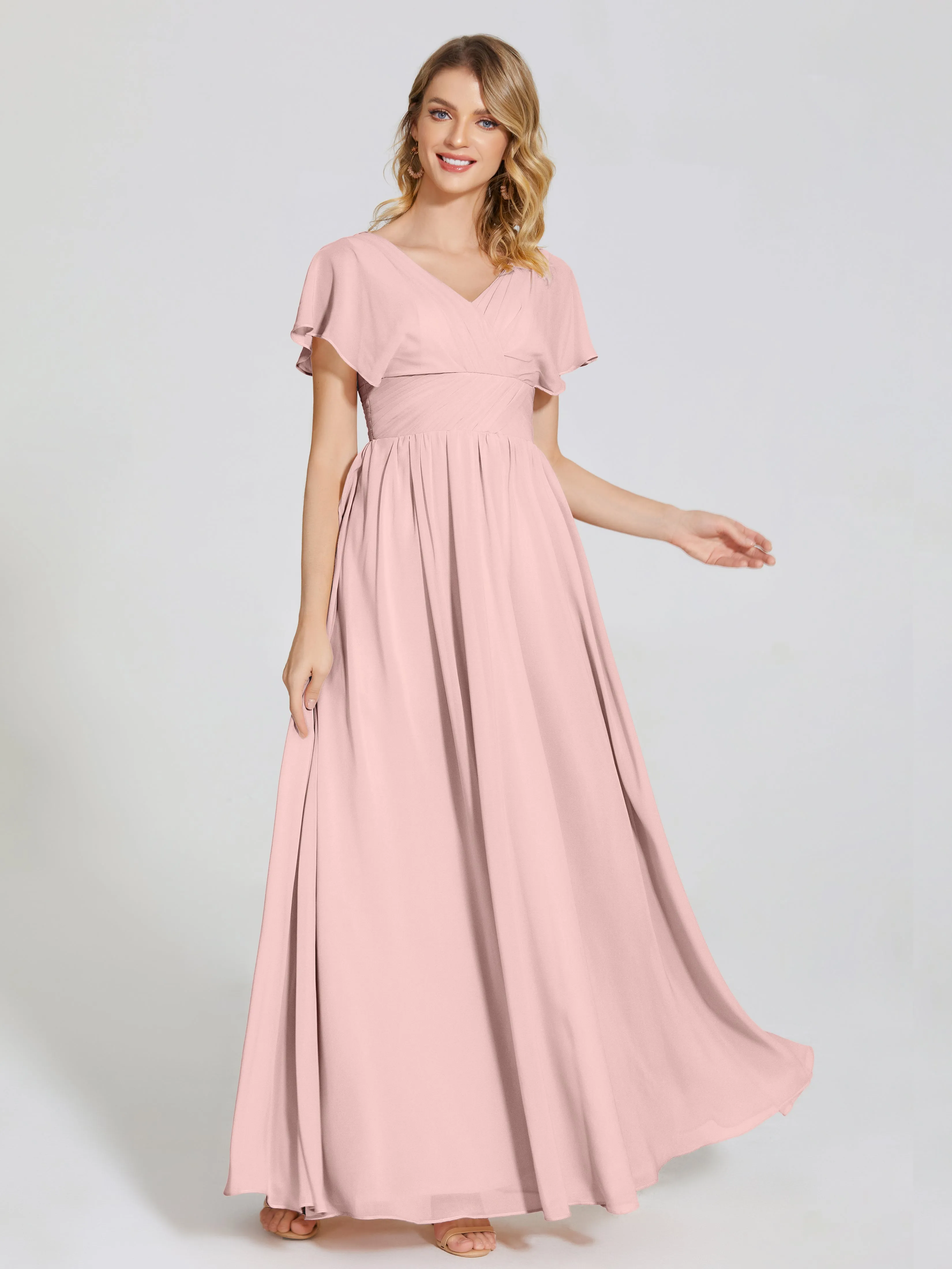 Malia Flowy Cap Sleeves Bridesmaid Dresses With Pockets