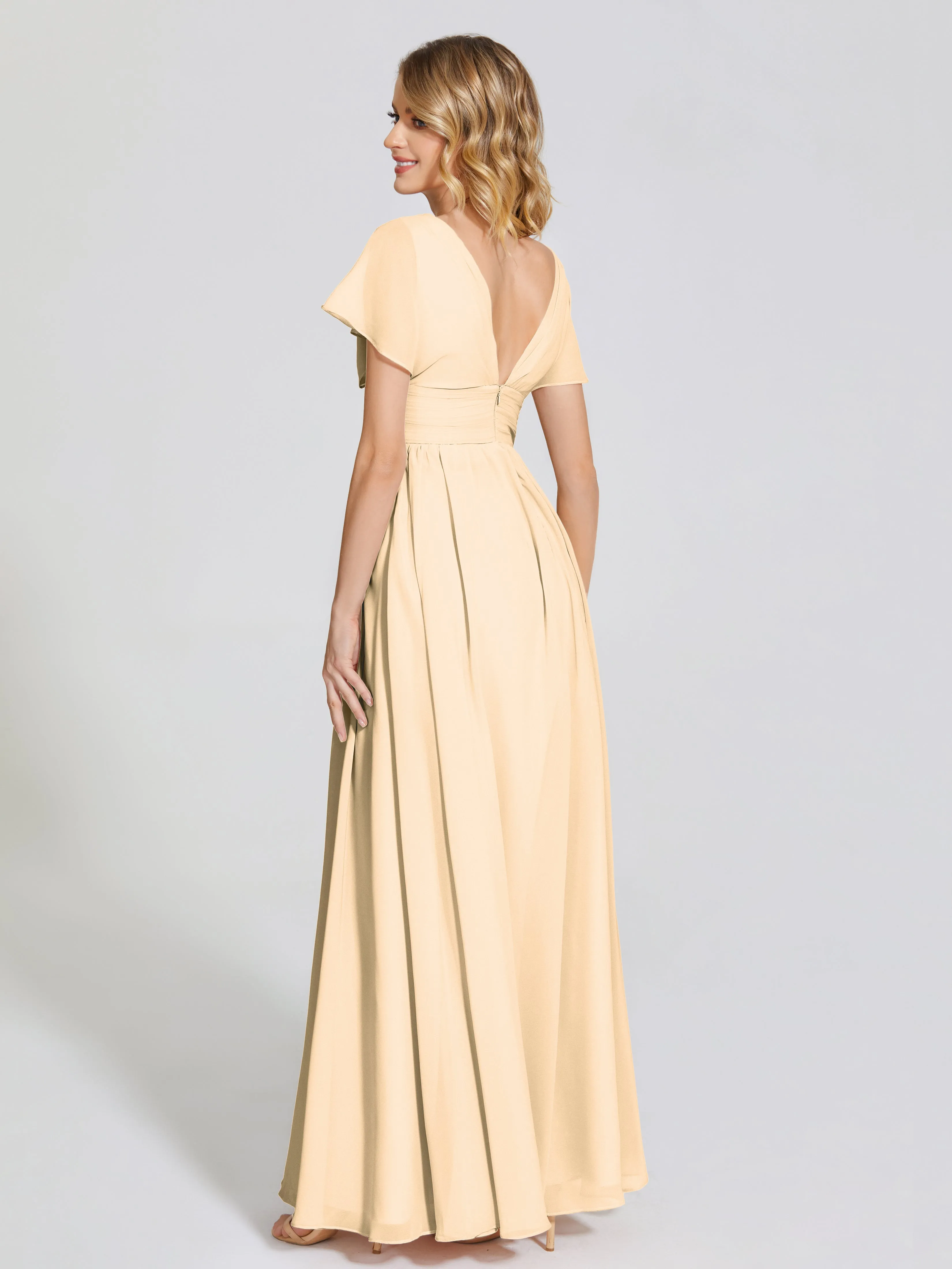 Malia Flowy Cap Sleeves Bridesmaid Dresses With Pockets