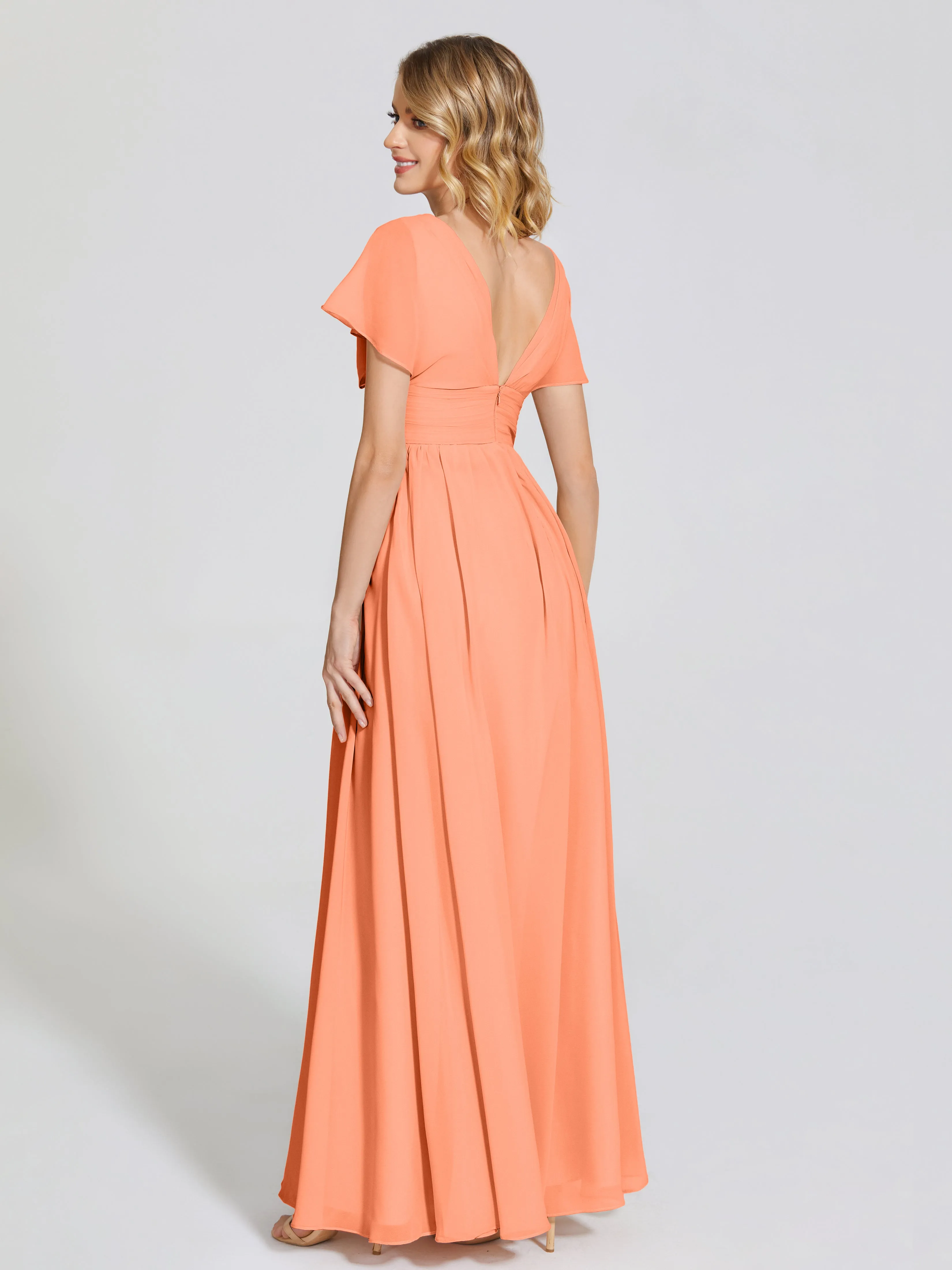 Malia Flowy Cap Sleeves Bridesmaid Dresses With Pockets