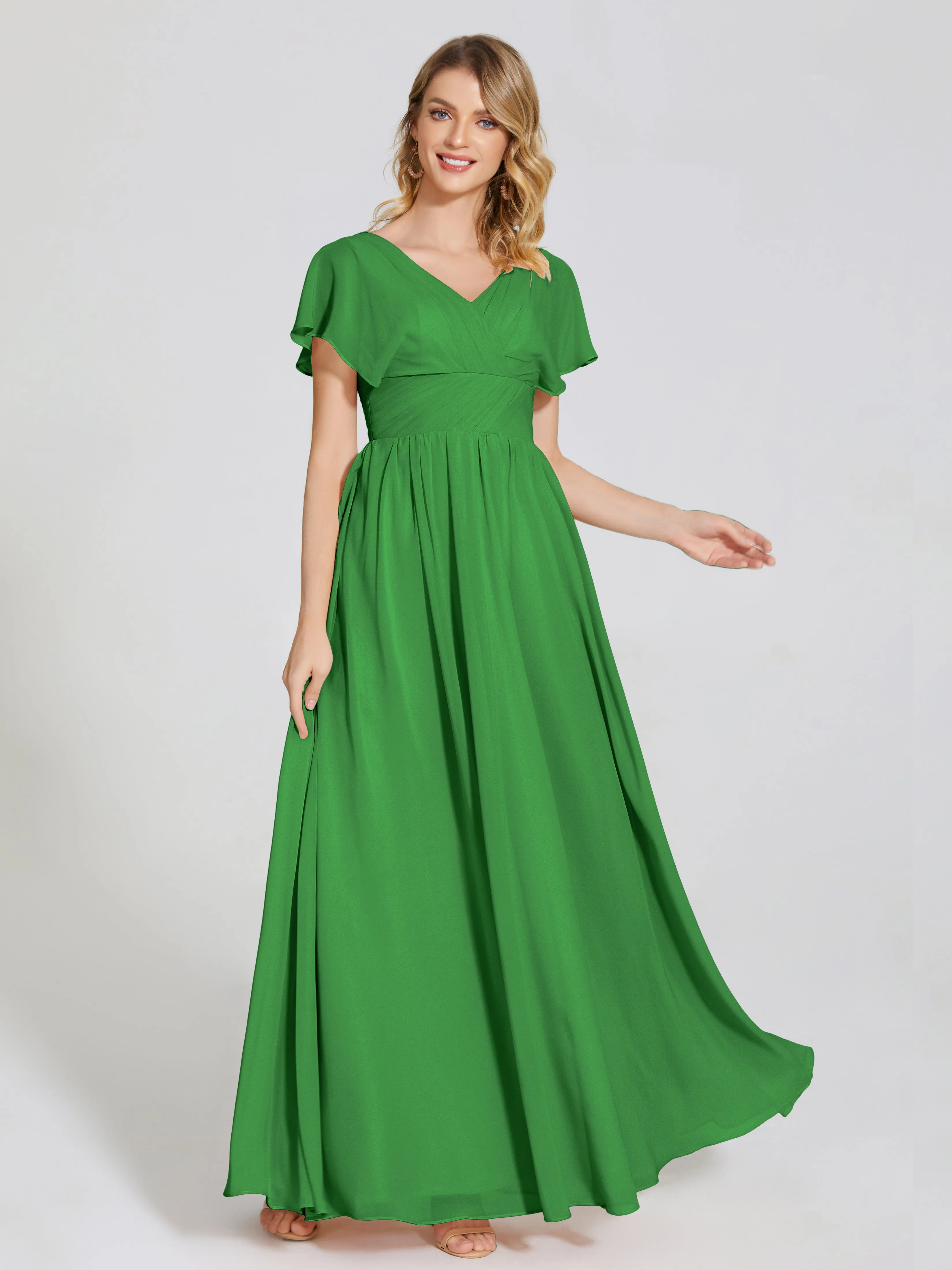 Malia Flowy Cap Sleeves Bridesmaid Dresses With Pockets