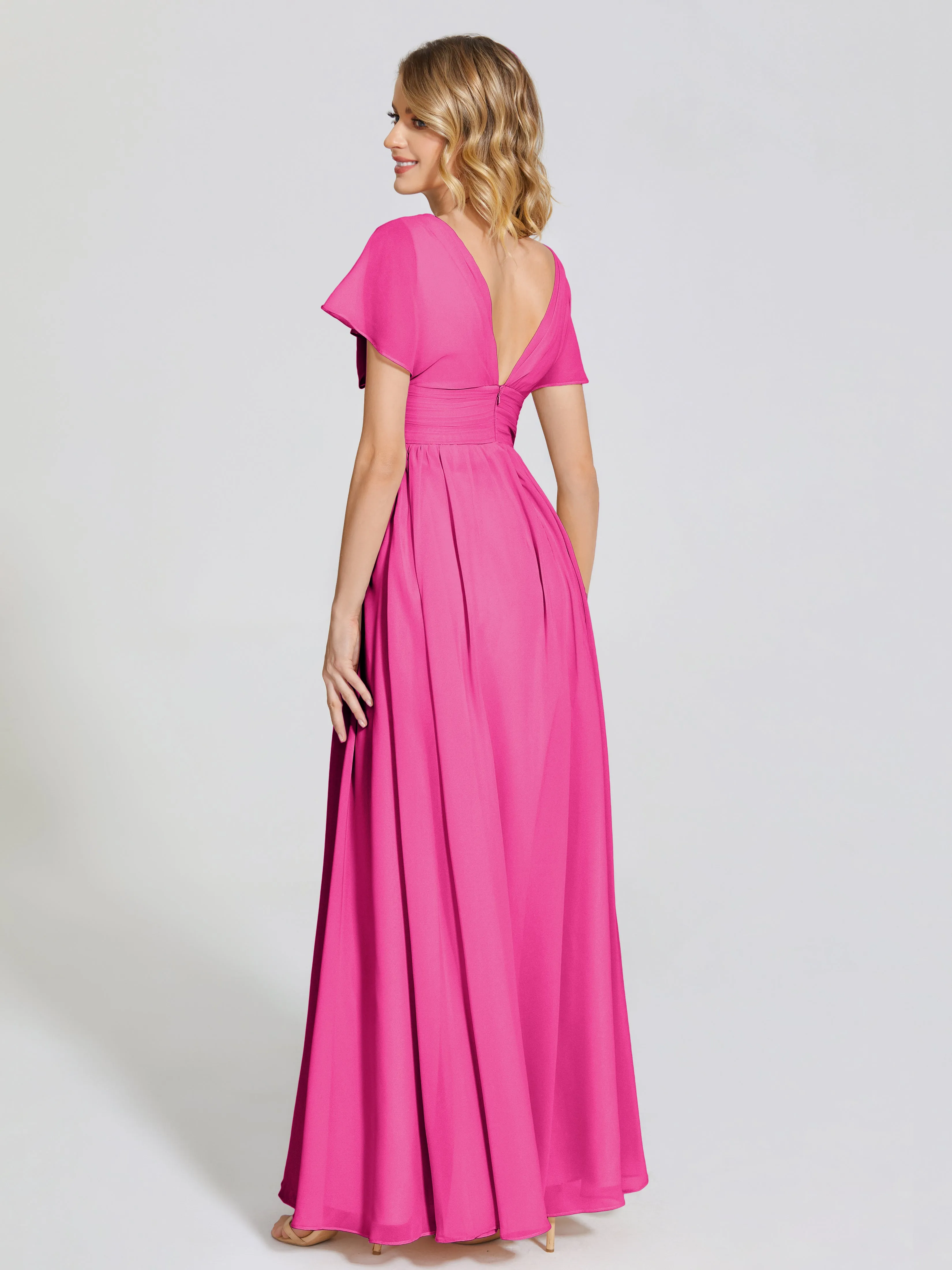 Malia Flowy Cap Sleeves Bridesmaid Dresses With Pockets