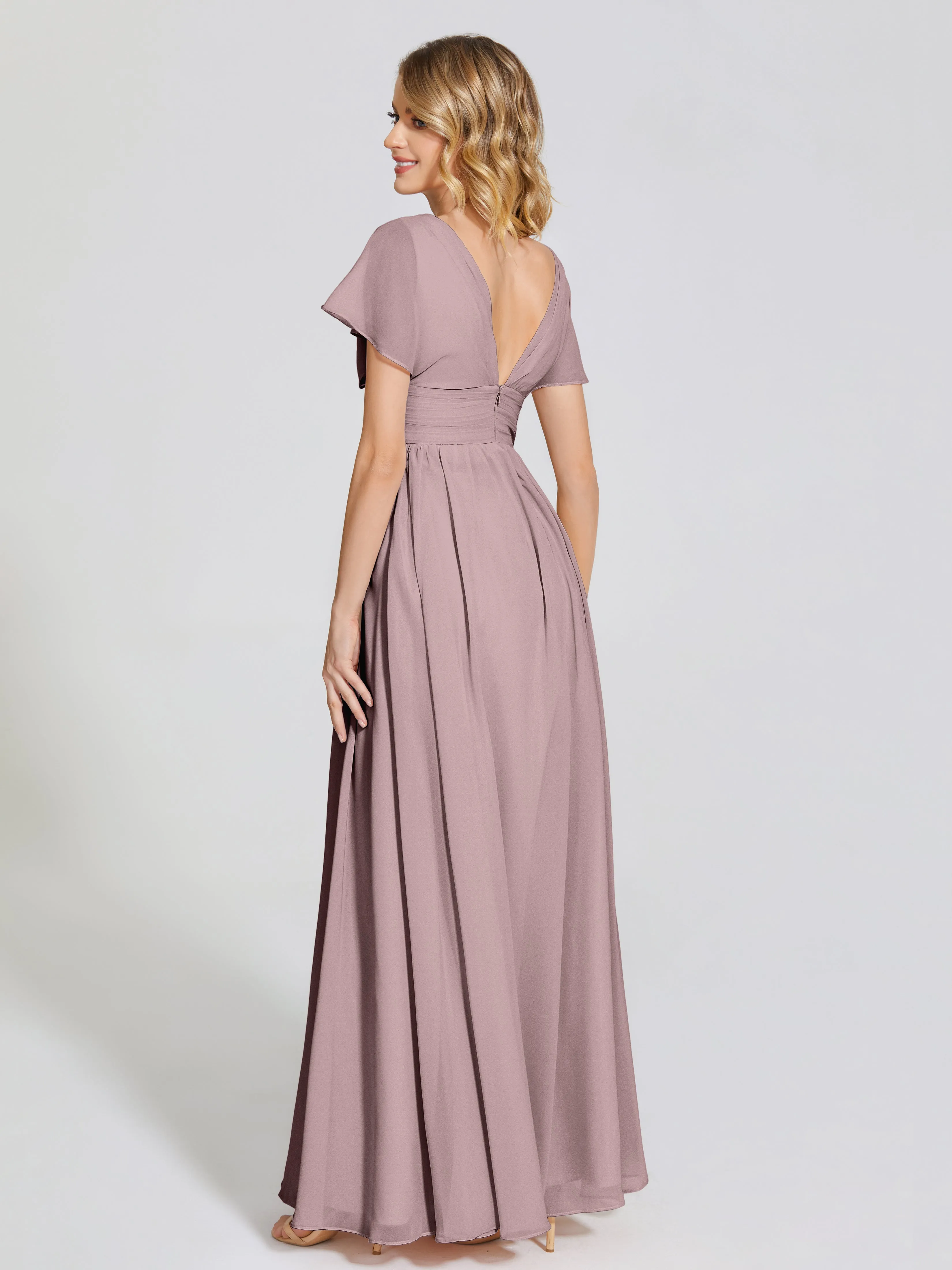 Malia Flowy Cap Sleeves Bridesmaid Dresses With Pockets