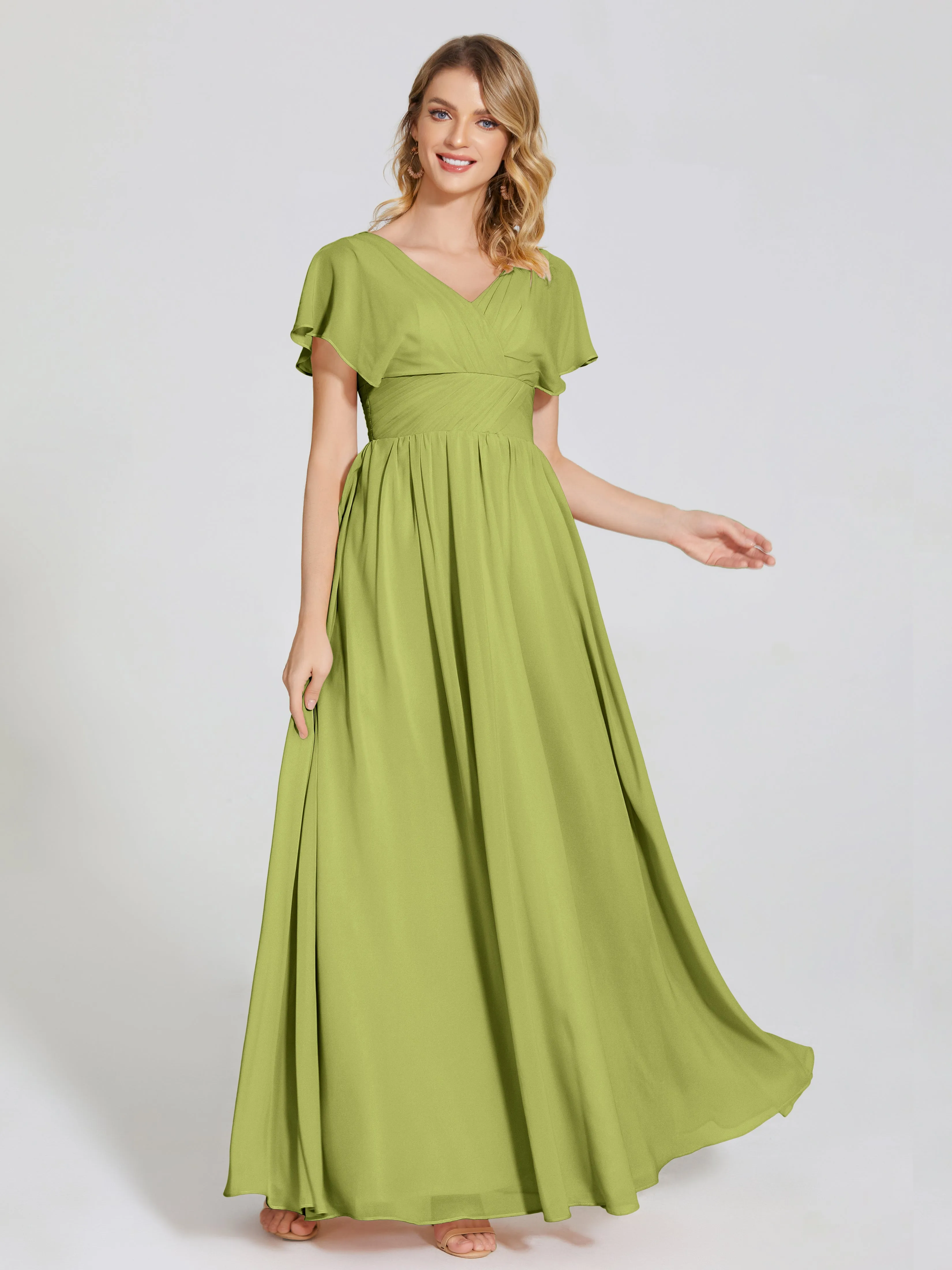 Malia Flowy Cap Sleeves Bridesmaid Dresses With Pockets