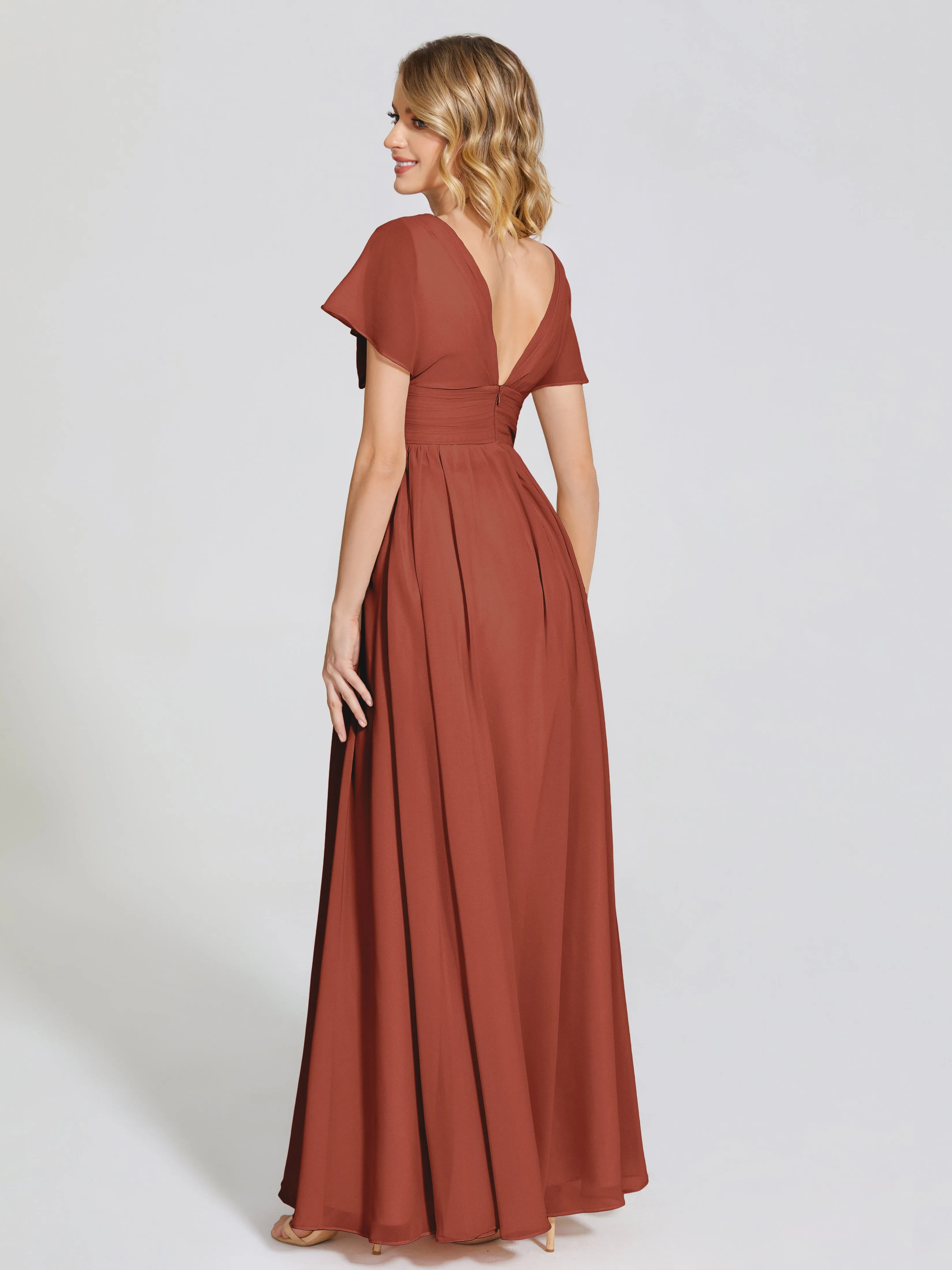 Malia Flowy Cap Sleeves Bridesmaid Dresses With Pockets