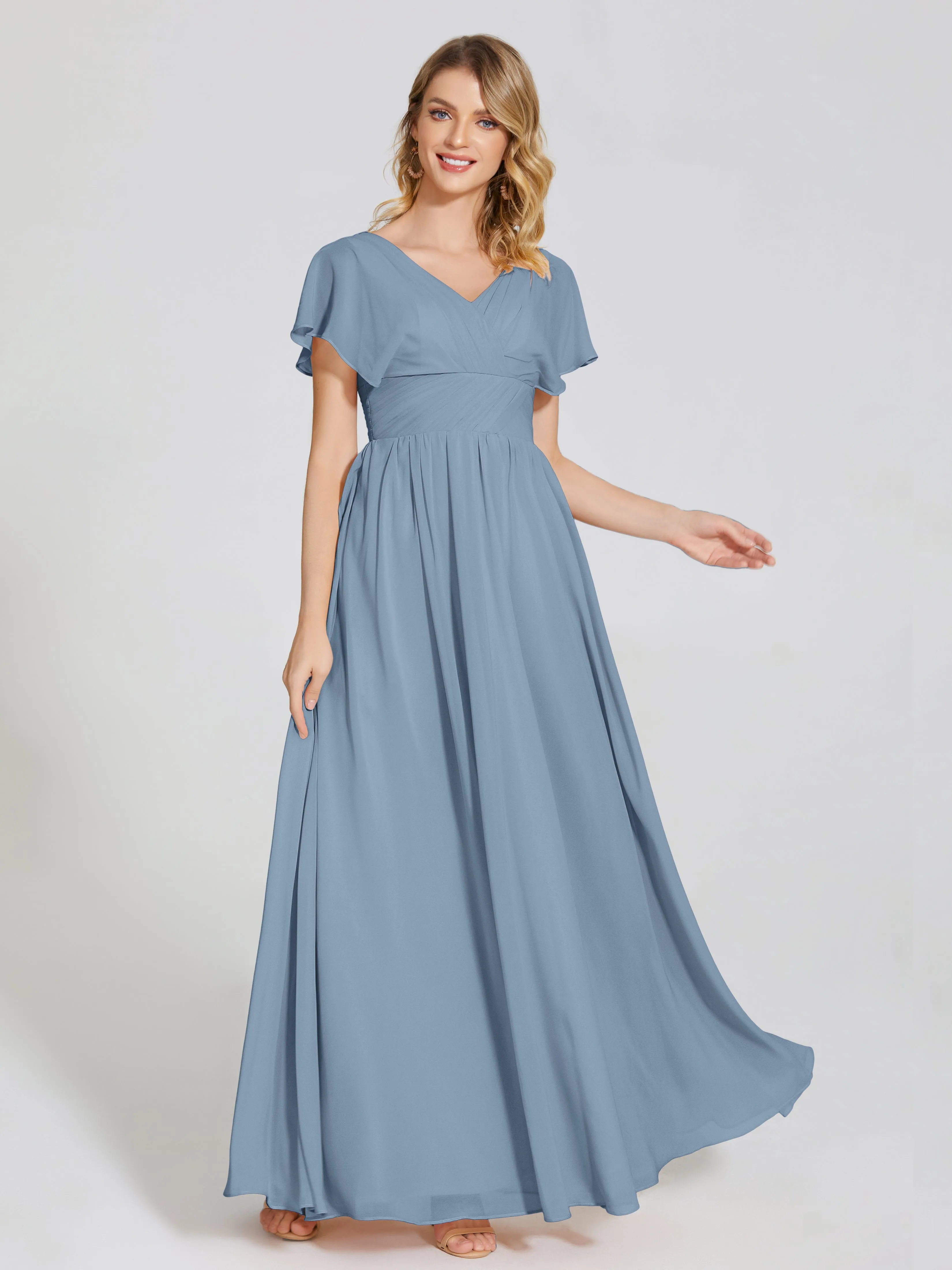 Malia Flowy Cap Sleeves Bridesmaid Dresses With Pockets