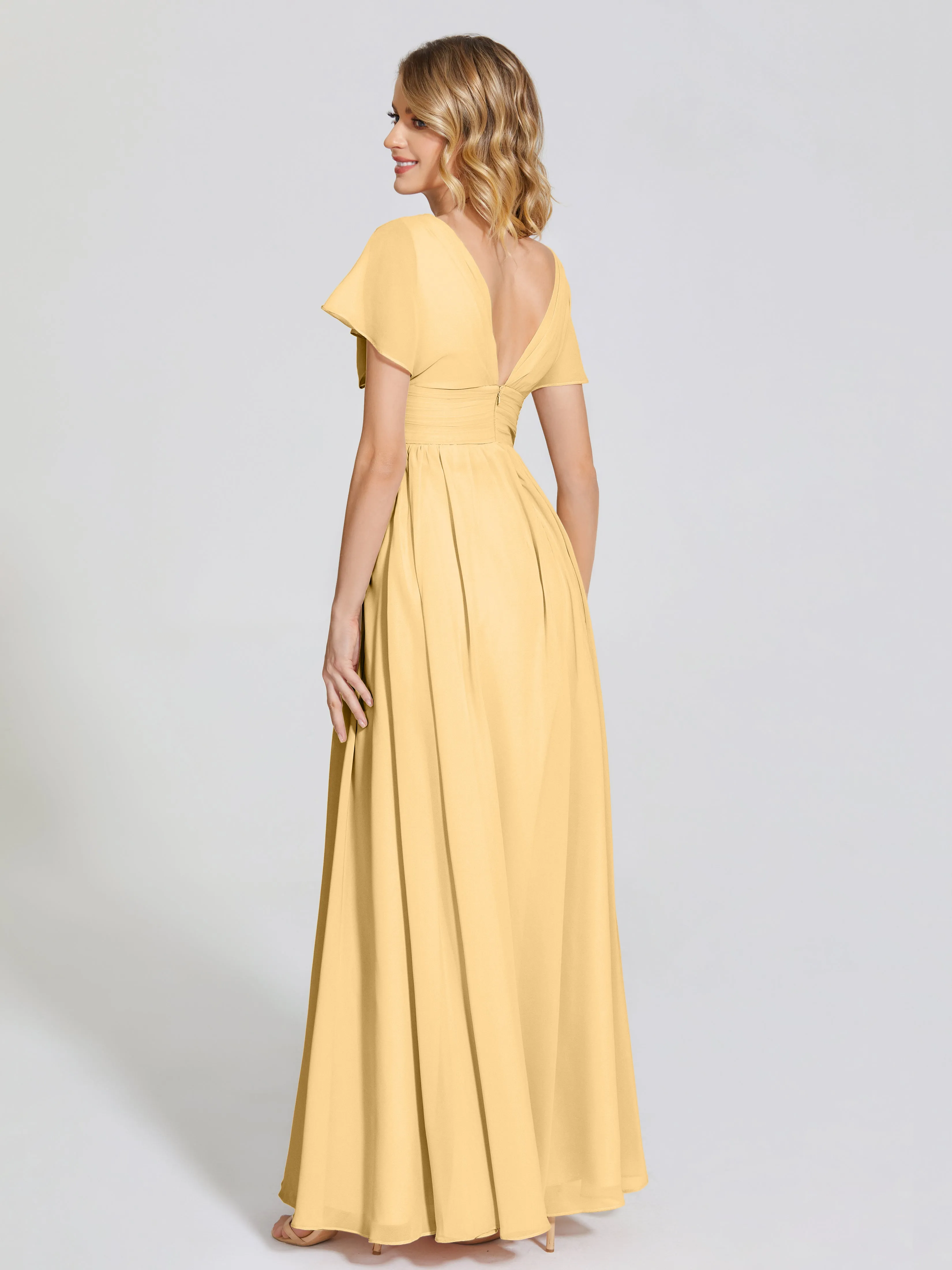 Malia Flowy Cap Sleeves Bridesmaid Dresses With Pockets