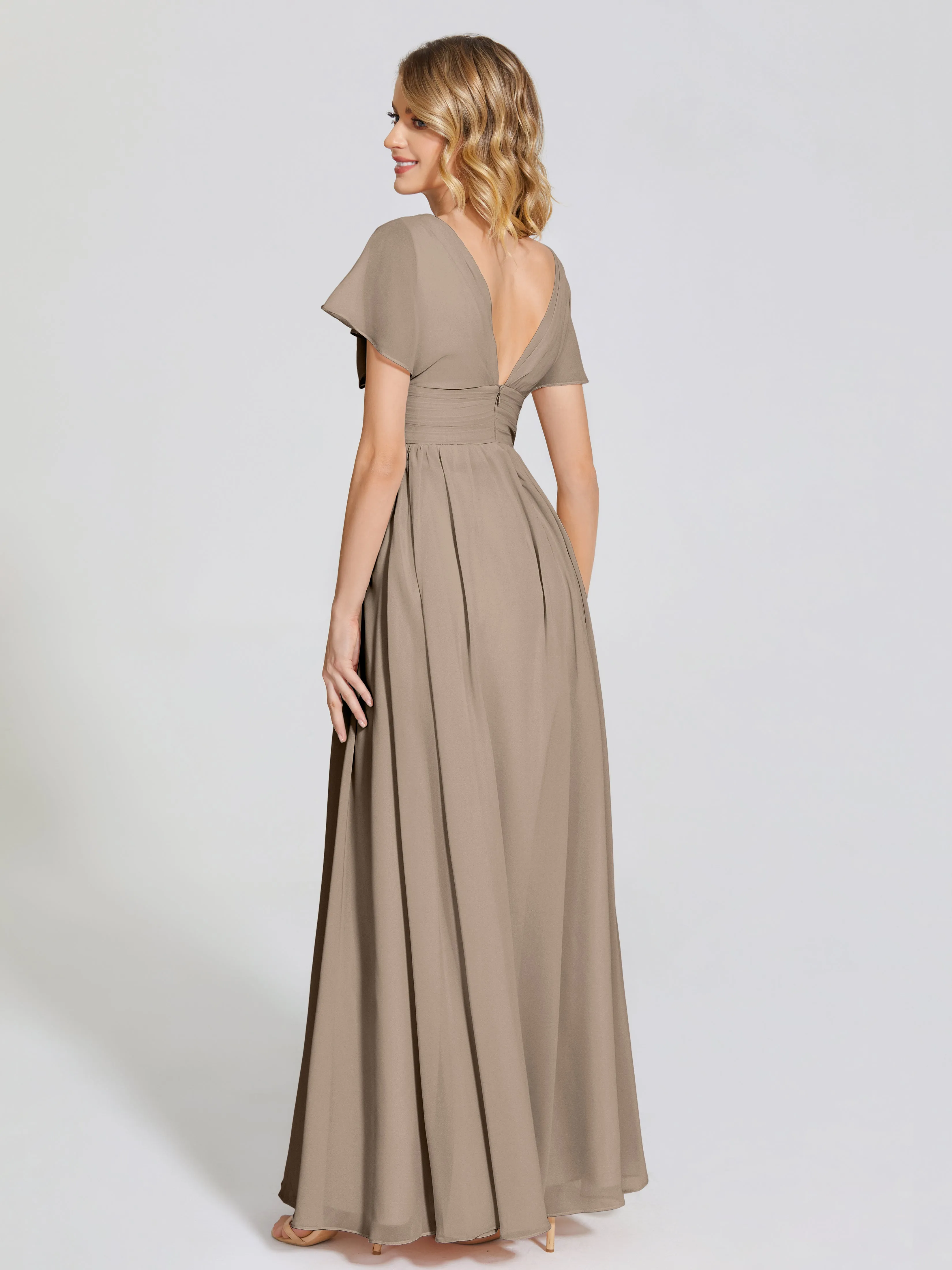 Malia Flowy Cap Sleeves Bridesmaid Dresses With Pockets