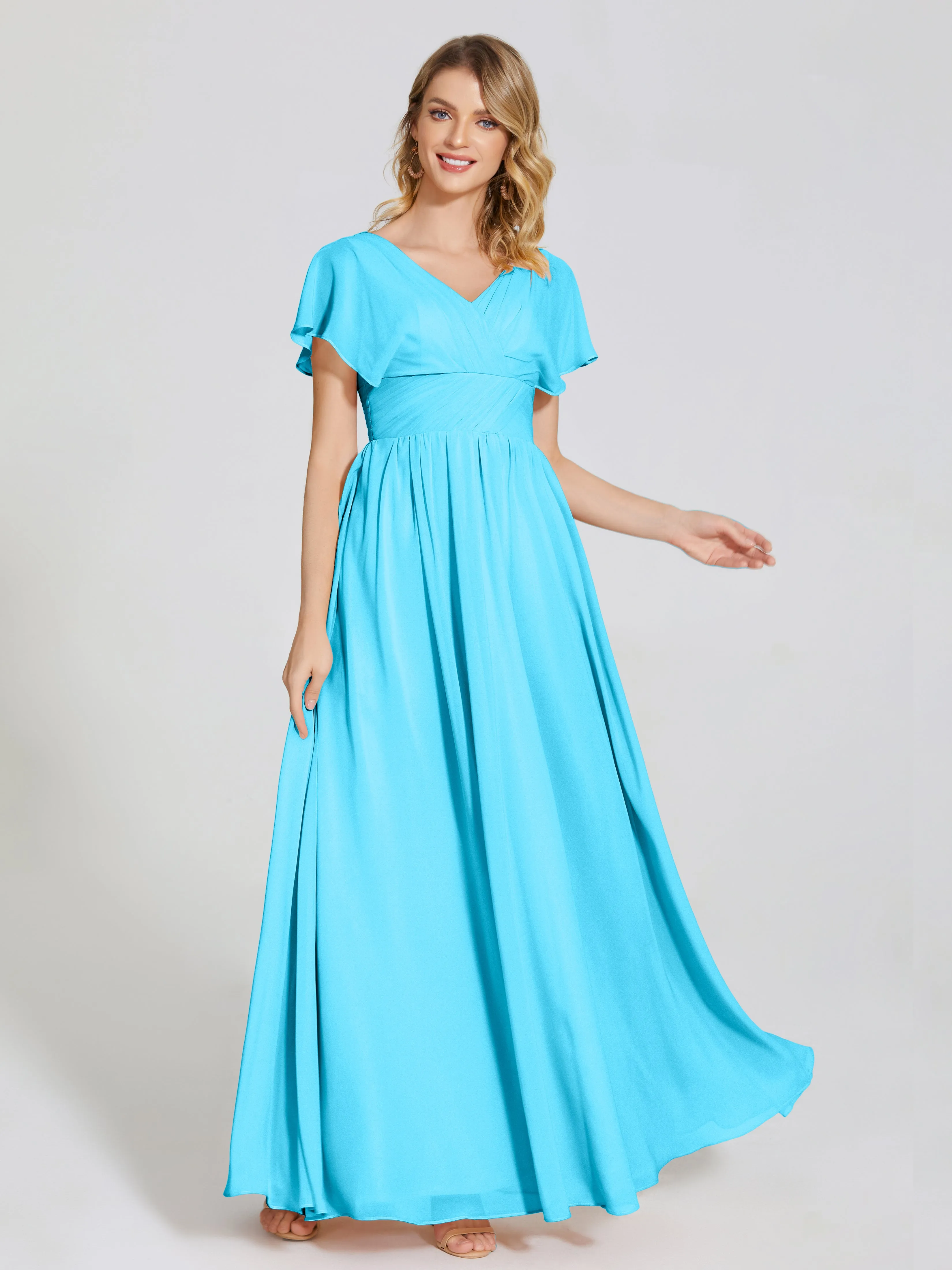 Malia Flowy Cap Sleeves Bridesmaid Dresses With Pockets