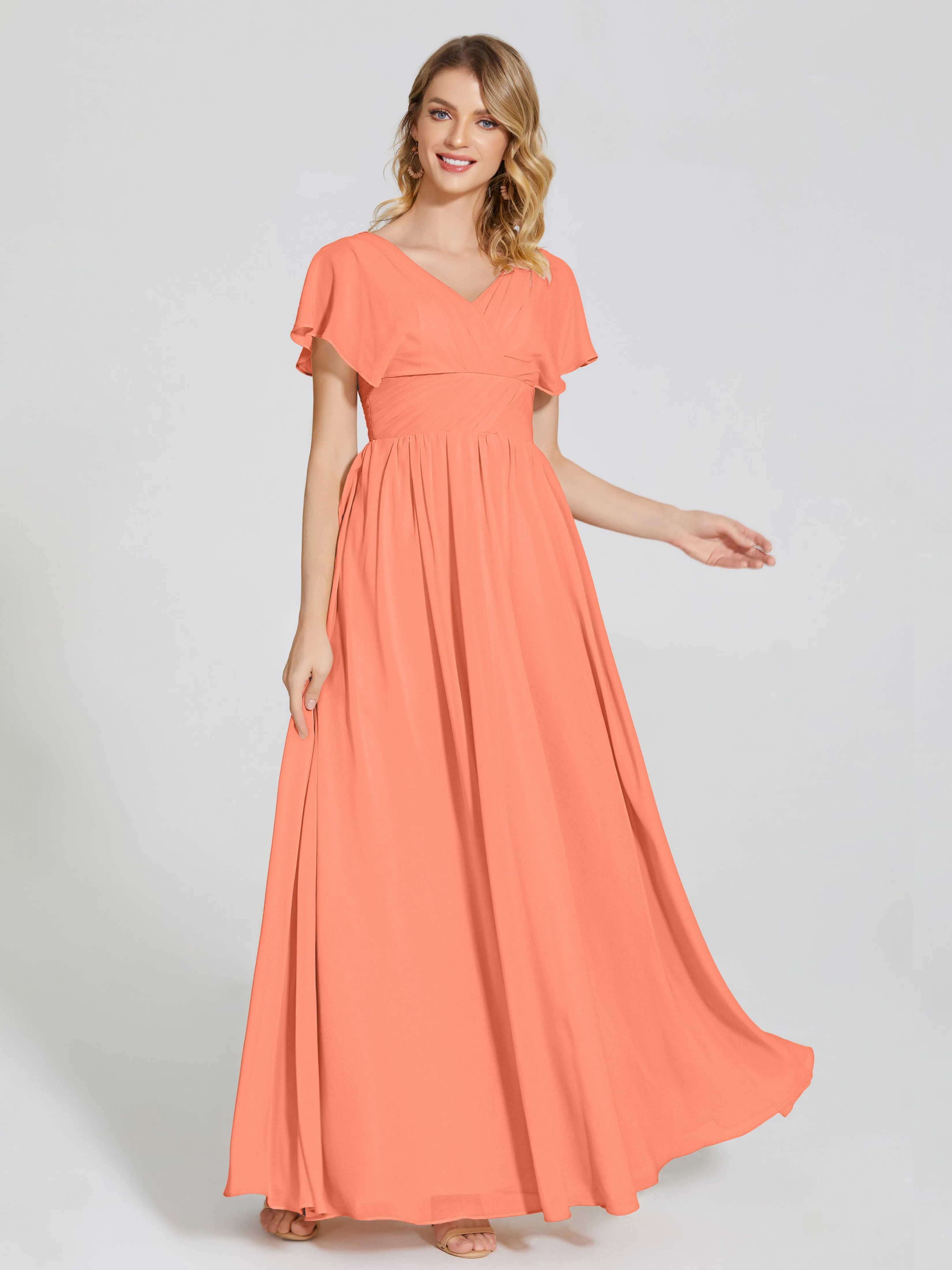 Malia Flowy Cap Sleeves Bridesmaid Dresses With Pockets