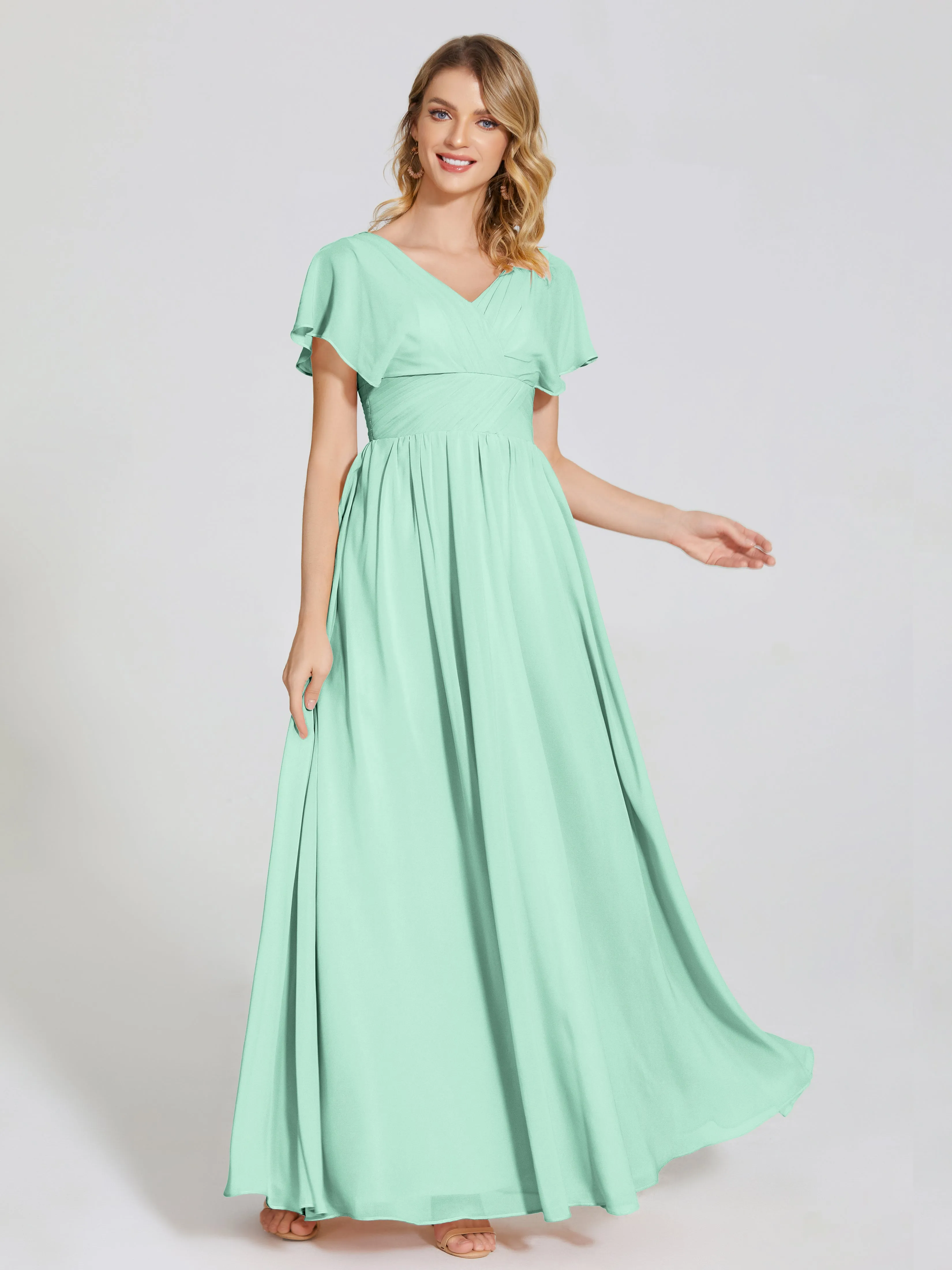 Malia Flowy Cap Sleeves Bridesmaid Dresses With Pockets