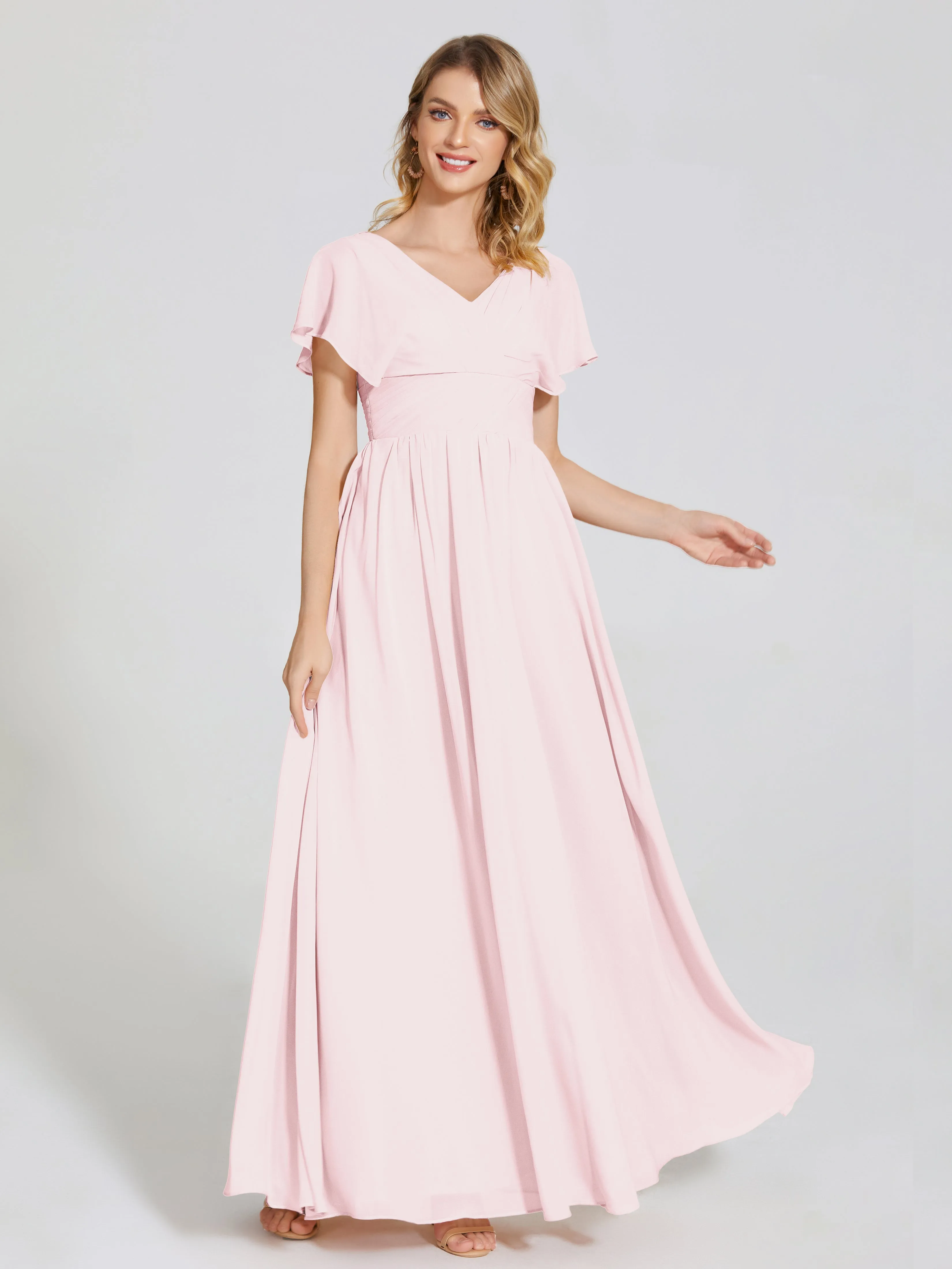 Malia Flowy Cap Sleeves Bridesmaid Dresses With Pockets