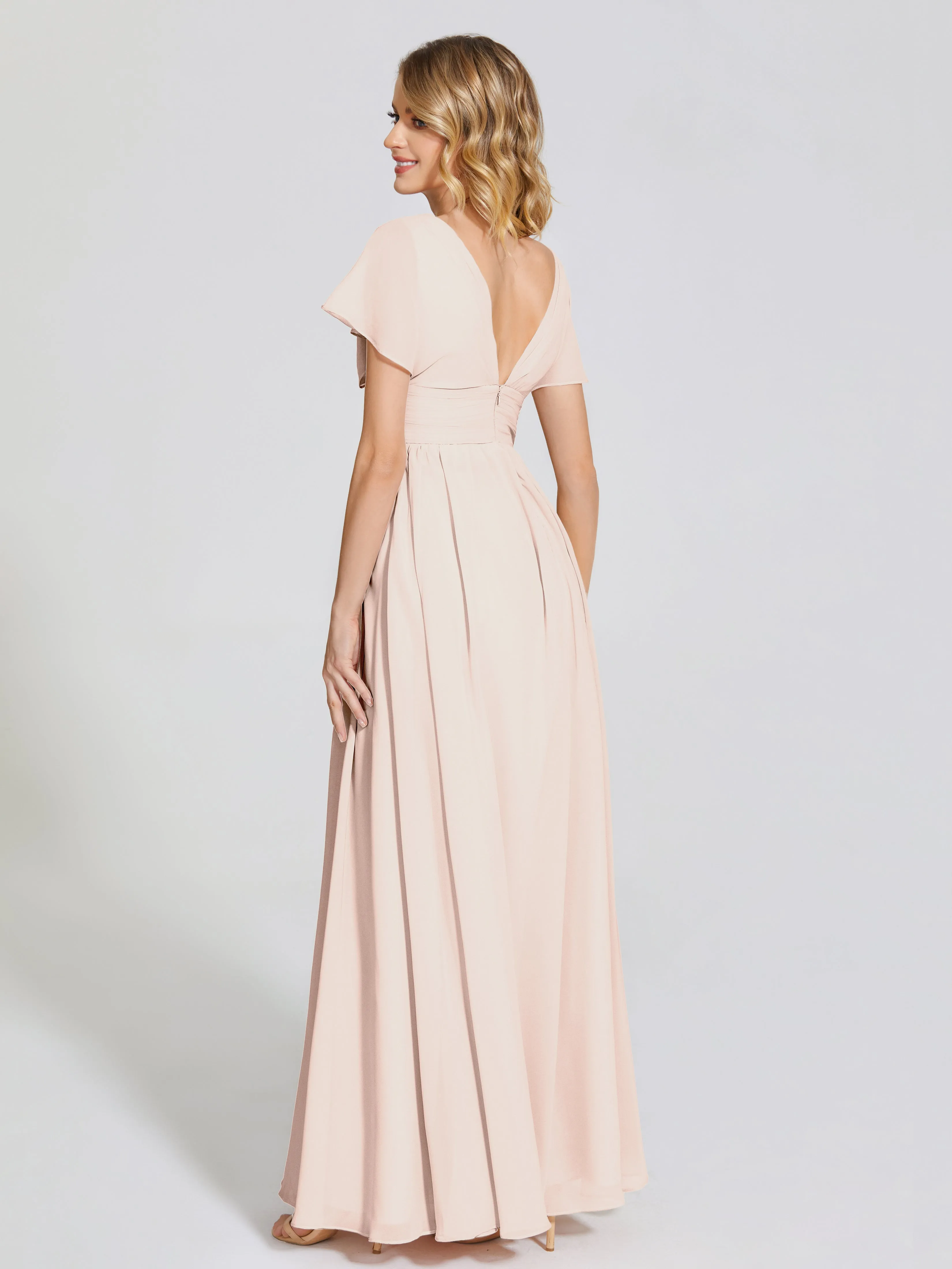 Malia Flowy Cap Sleeves Bridesmaid Dresses With Pockets