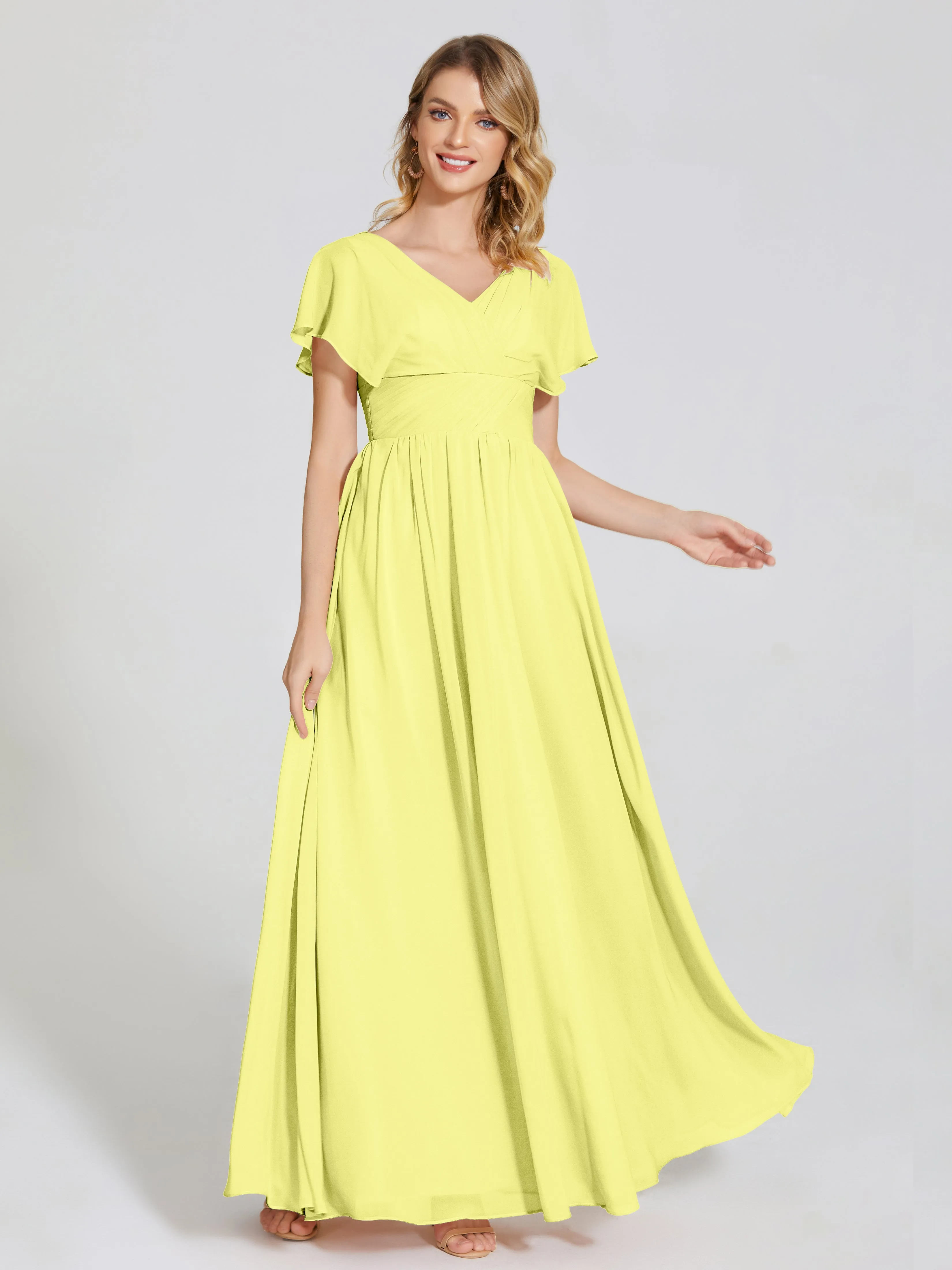 Malia Flowy Cap Sleeves Bridesmaid Dresses With Pockets