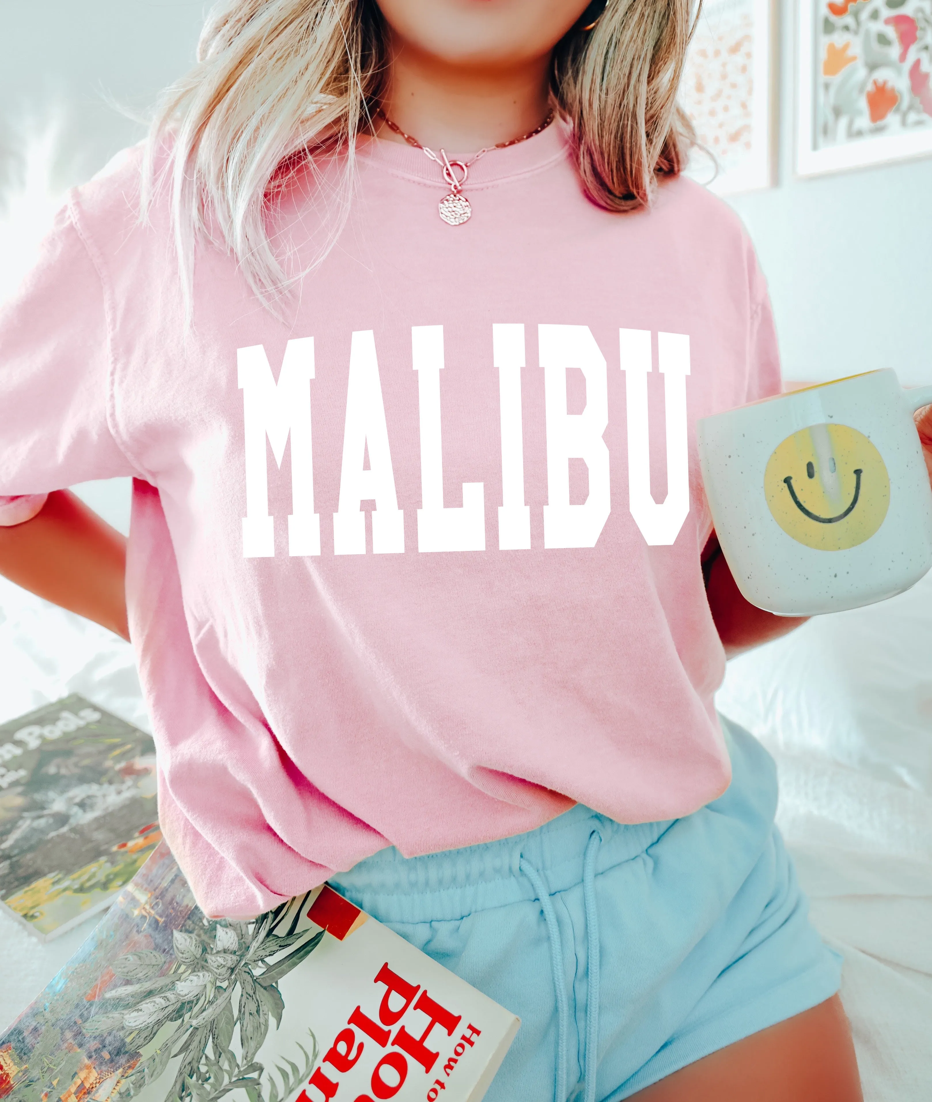 Malibu California State City Comfort Colors T Shirt (Condensed Font)