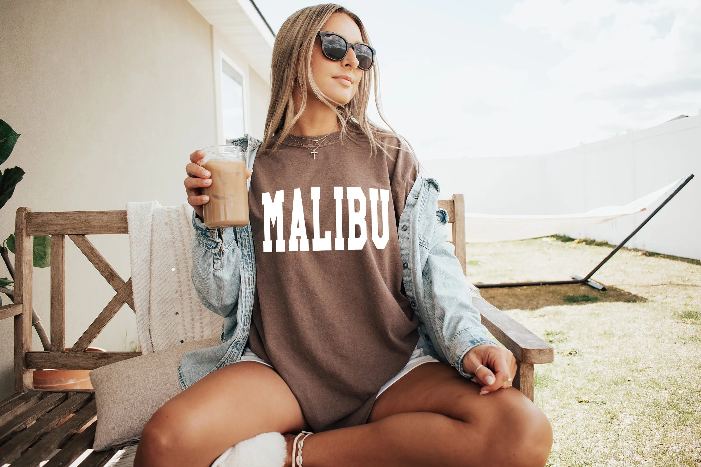 Malibu California State City Comfort Colors T Shirt (Condensed Font)