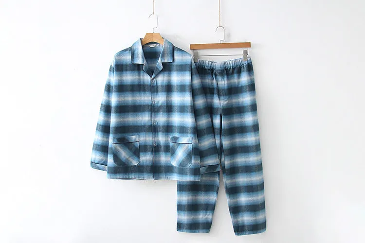 Men's Pajama Set Heavy Brushed Loose Size Lapel pajamas  Modal cotton pajamas male night wear