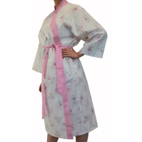 Mia Pink Floral Cotton Bathrobe