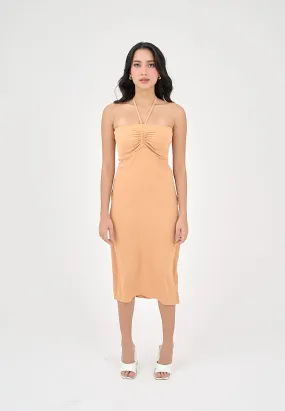 Nyrobi Pastel Orange Halter Midi Dress