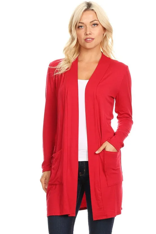 Open Duster Cardigan With Pockets