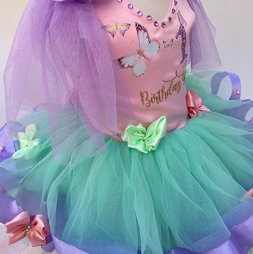 Pastel Butterfly First Birthday Dress