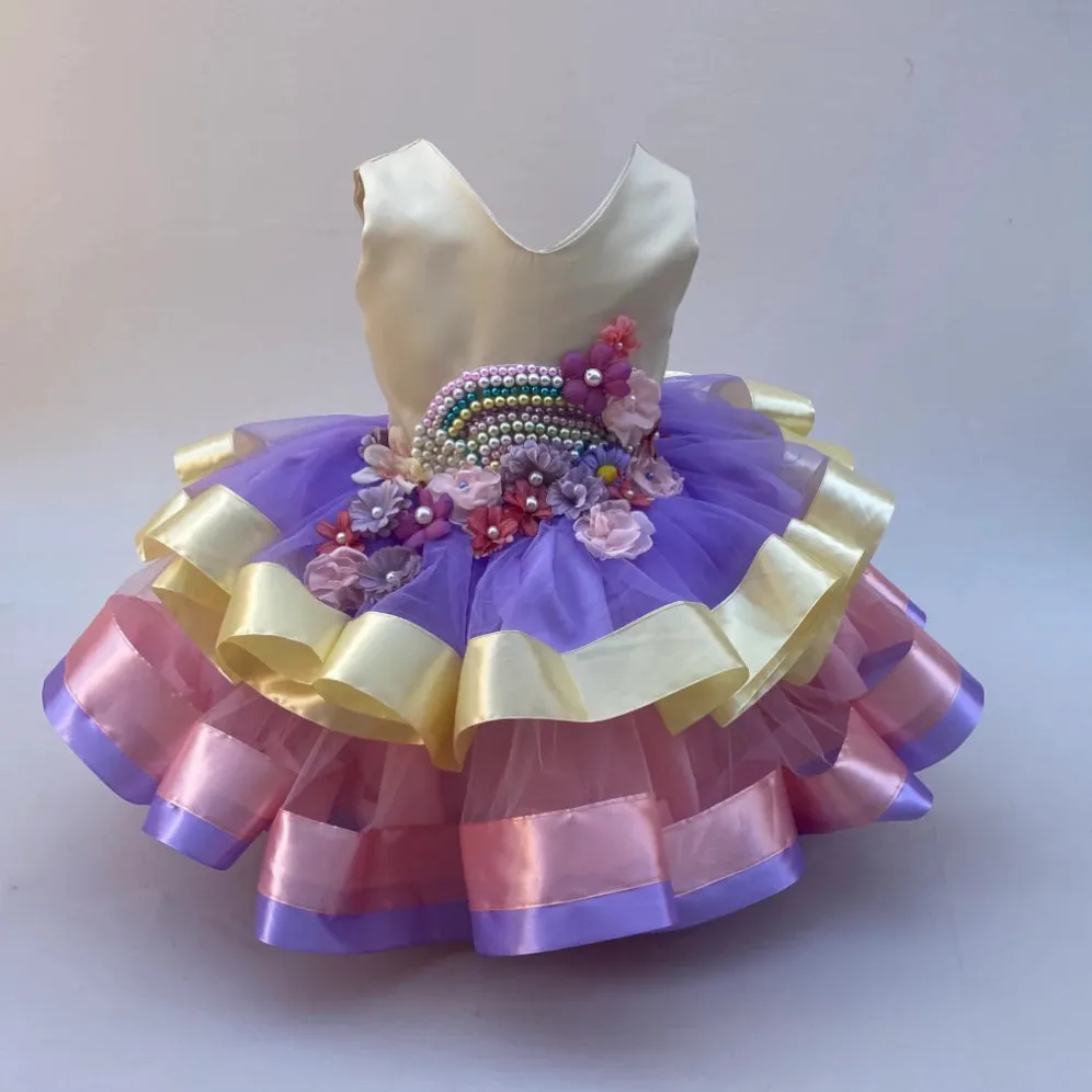 Pastel Rainbow Birthday Tutu Dress