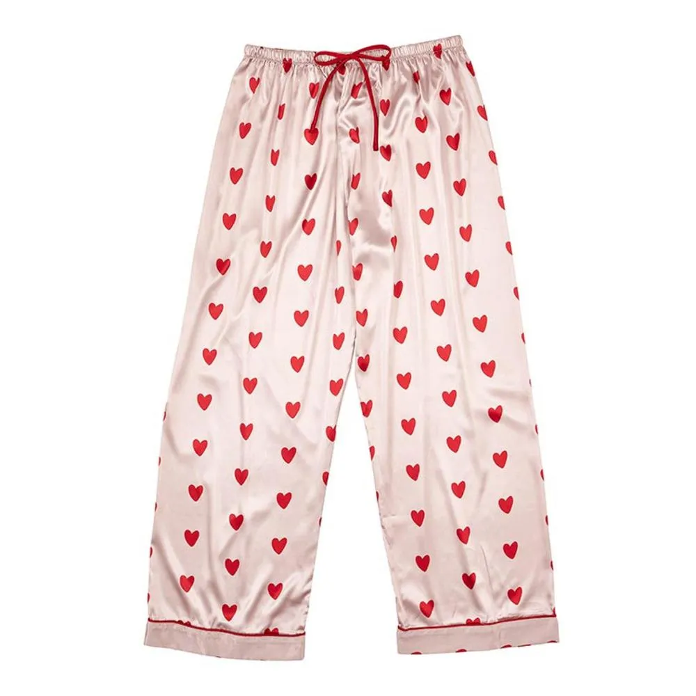 Pink with Red Hearts Satin Pajamas