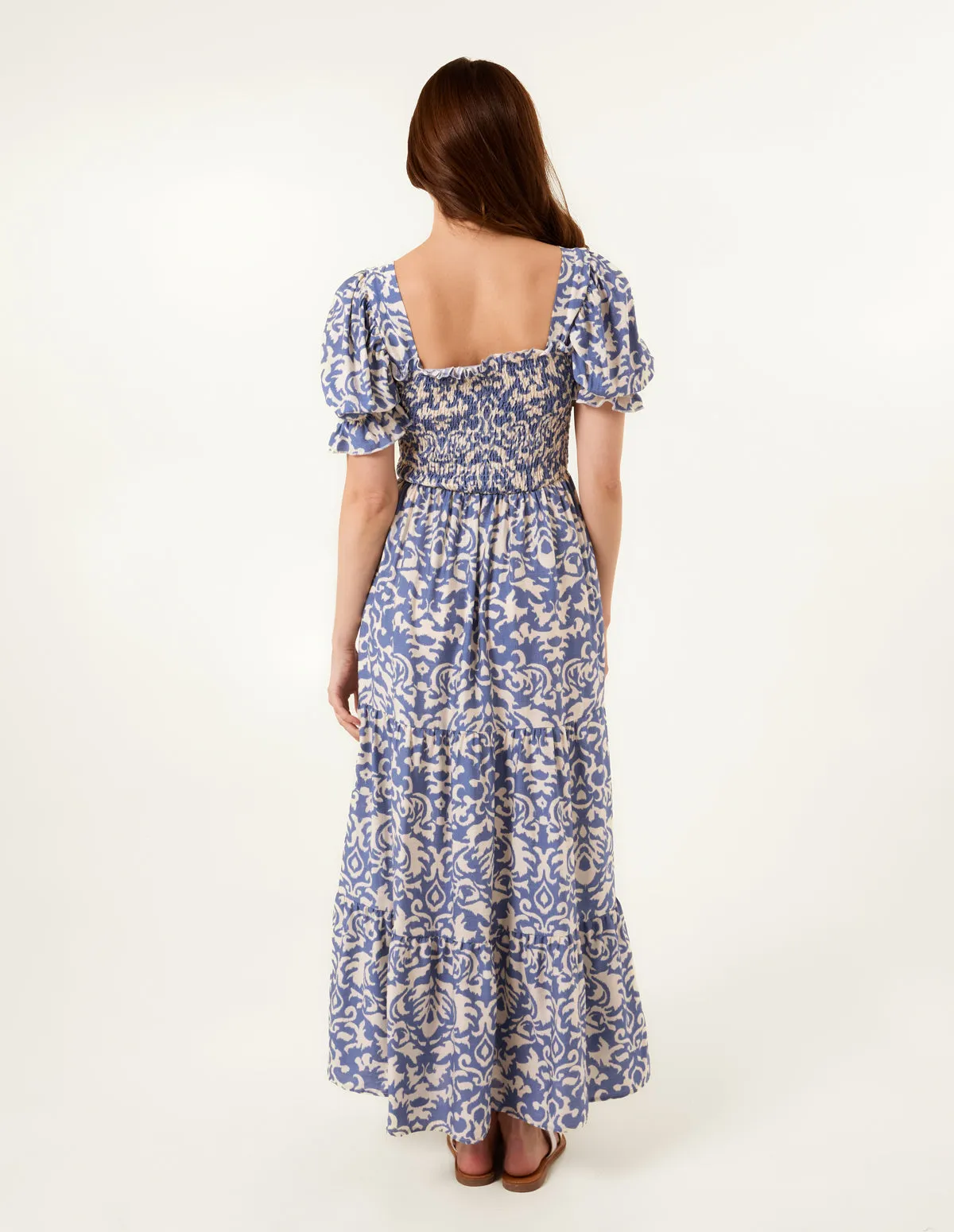 Puff Sleeve Square Neck Maxi Dress