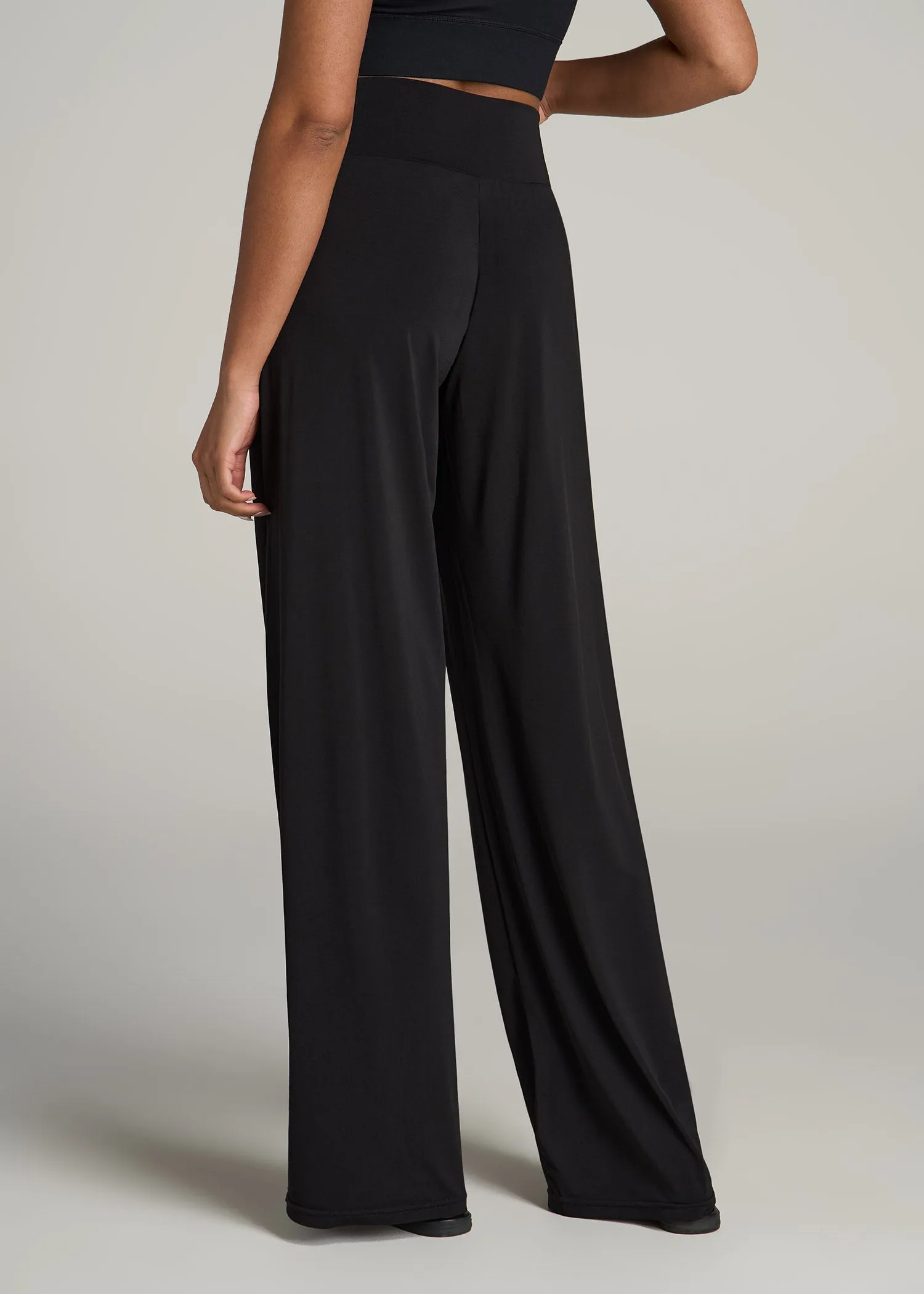 Pull On Breezy Wide Leg Pants for Tall Women in Black