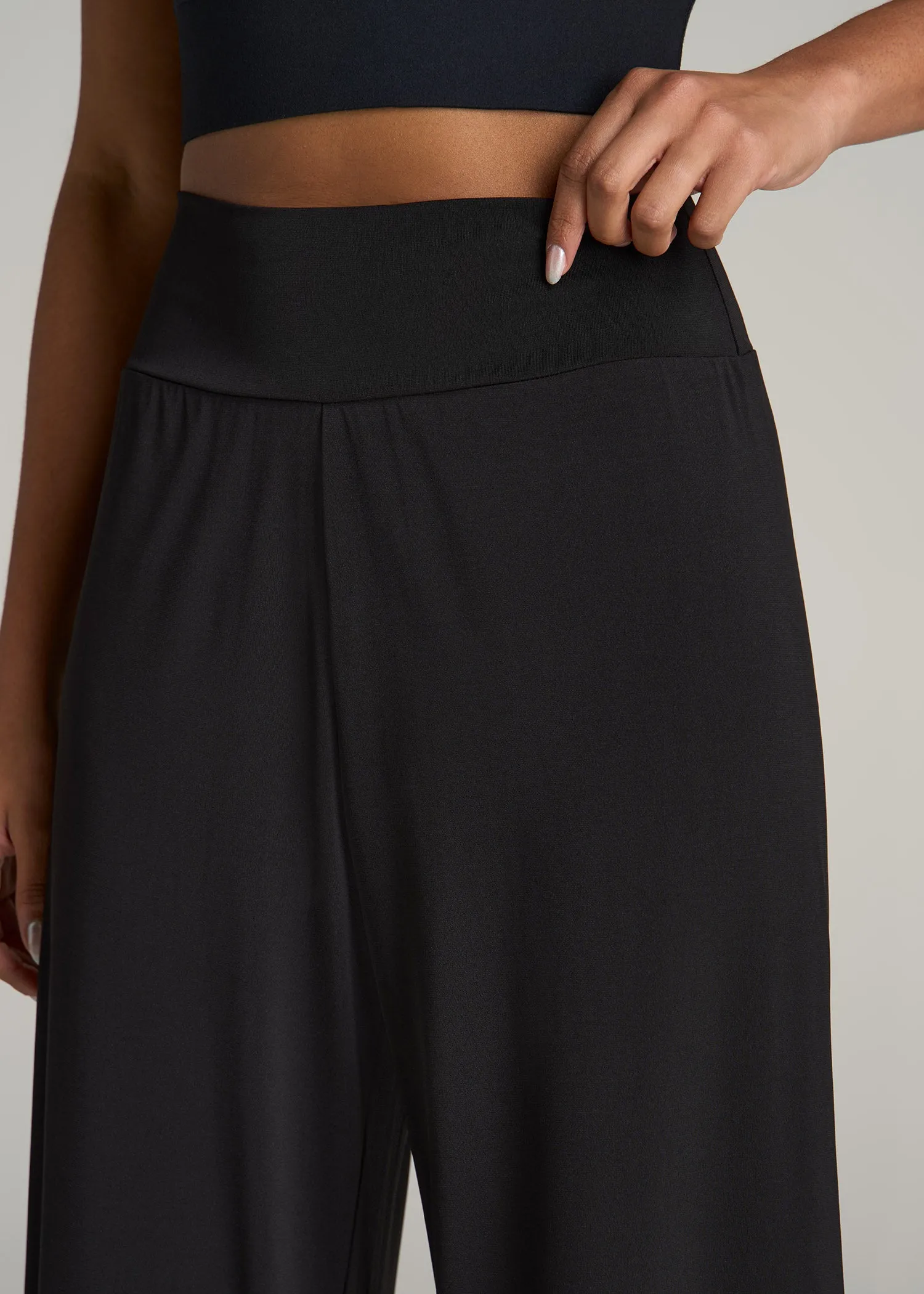 Pull On Breezy Wide Leg Pants for Tall Women in Black