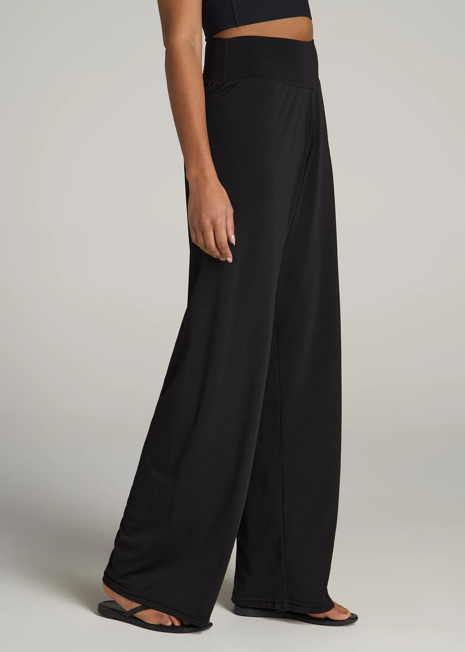 Pull On Breezy Wide Leg Pants for Tall Women in Black