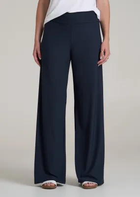 Pull On Breezy Wide Leg Pants for Tall Women in Navy