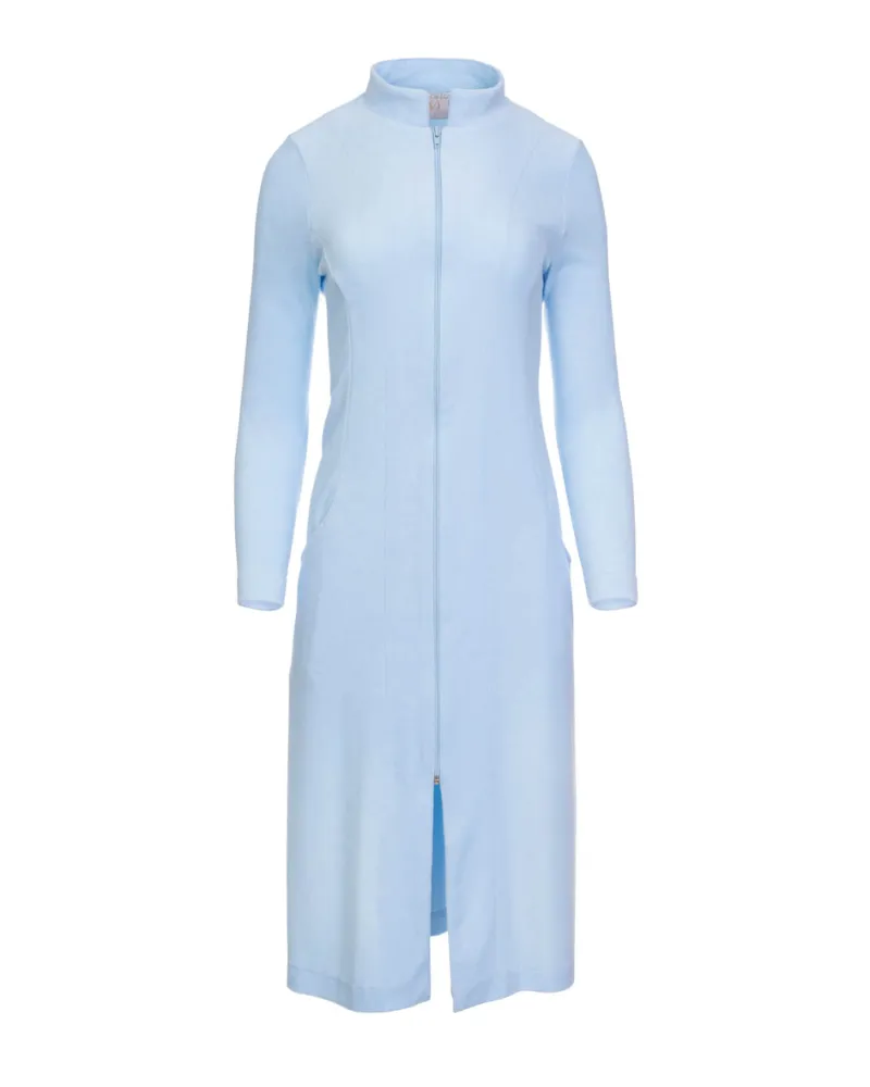 R04 Light Blue Zip Up Long Bath Robe