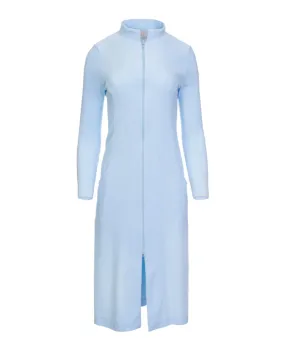 R04 Light Blue Zip Up Long Bath Robe