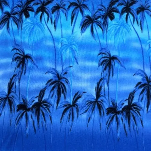 Royal | Palm Tree Stretch Terry Print Knit Fabric - SKU 6908 #u1