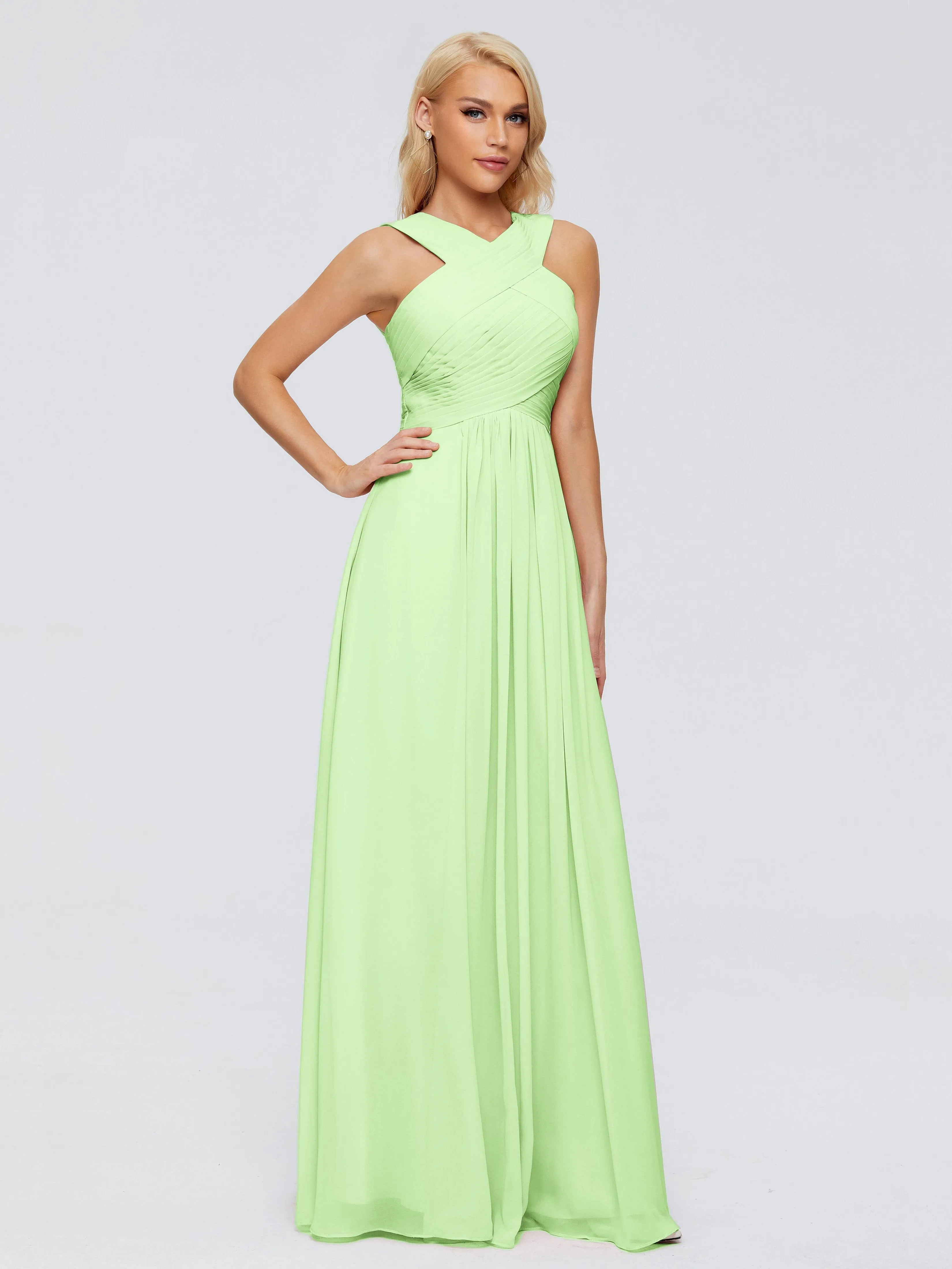 Sage Green Bridesmaid Dresses Aliyah Charming A-Line Straps Chiffon Bridesmaid Dresses