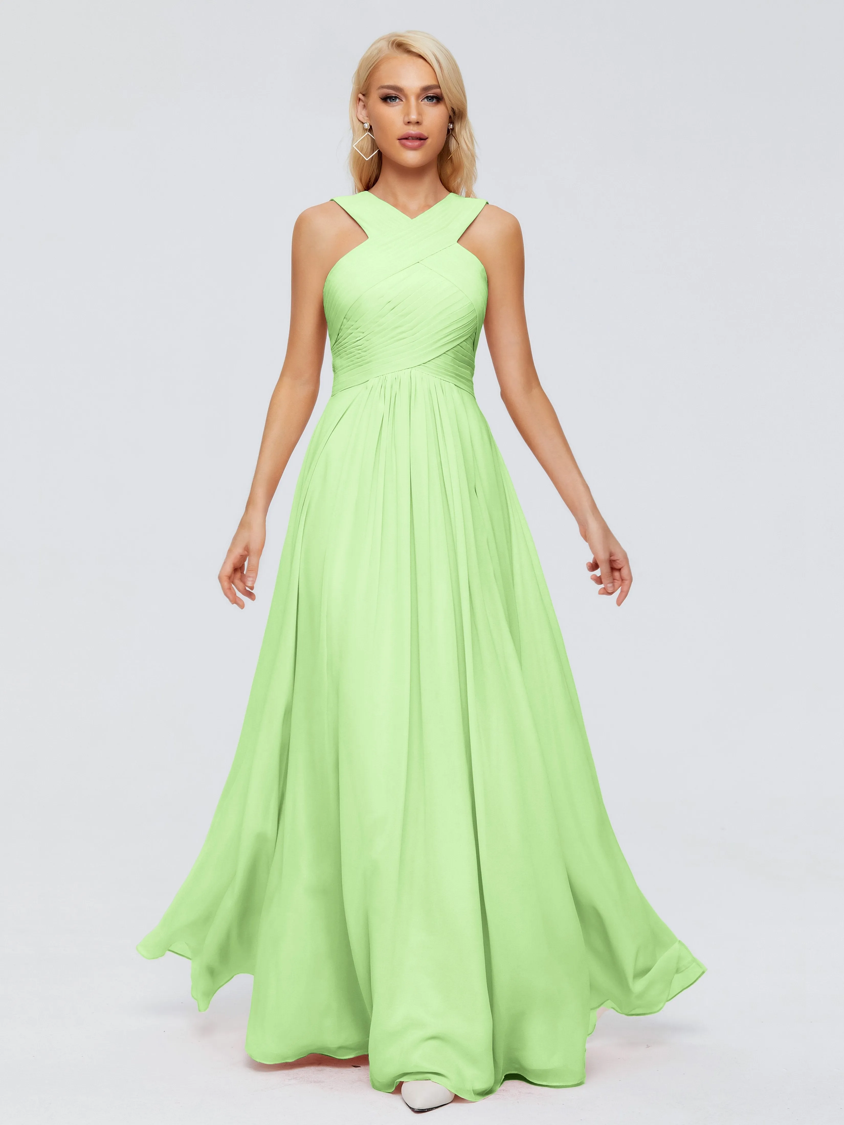 Sage Green Bridesmaid Dresses Aliyah Charming A-Line Straps Chiffon Bridesmaid Dresses